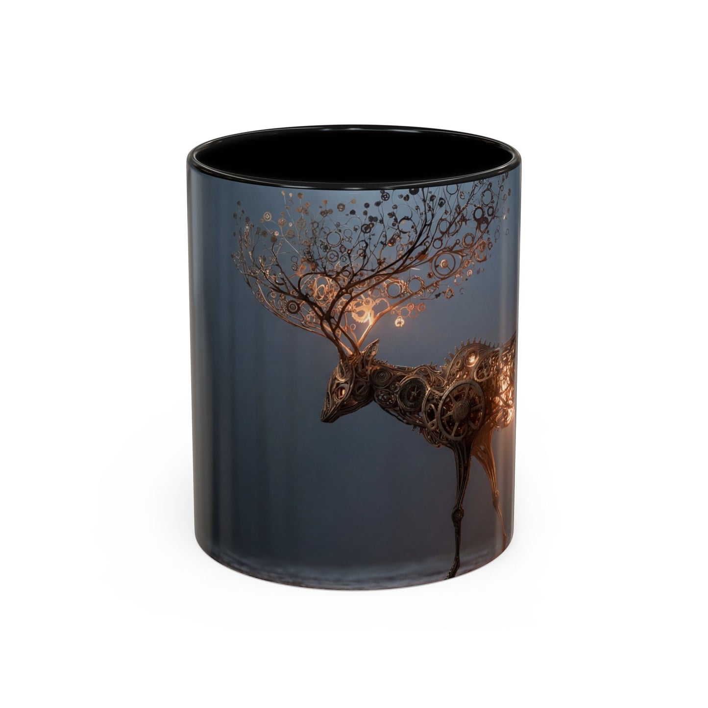 Clockwork Stag Accent Coffee Mug (11, 15oz) – Luminescent Forest Mechanism