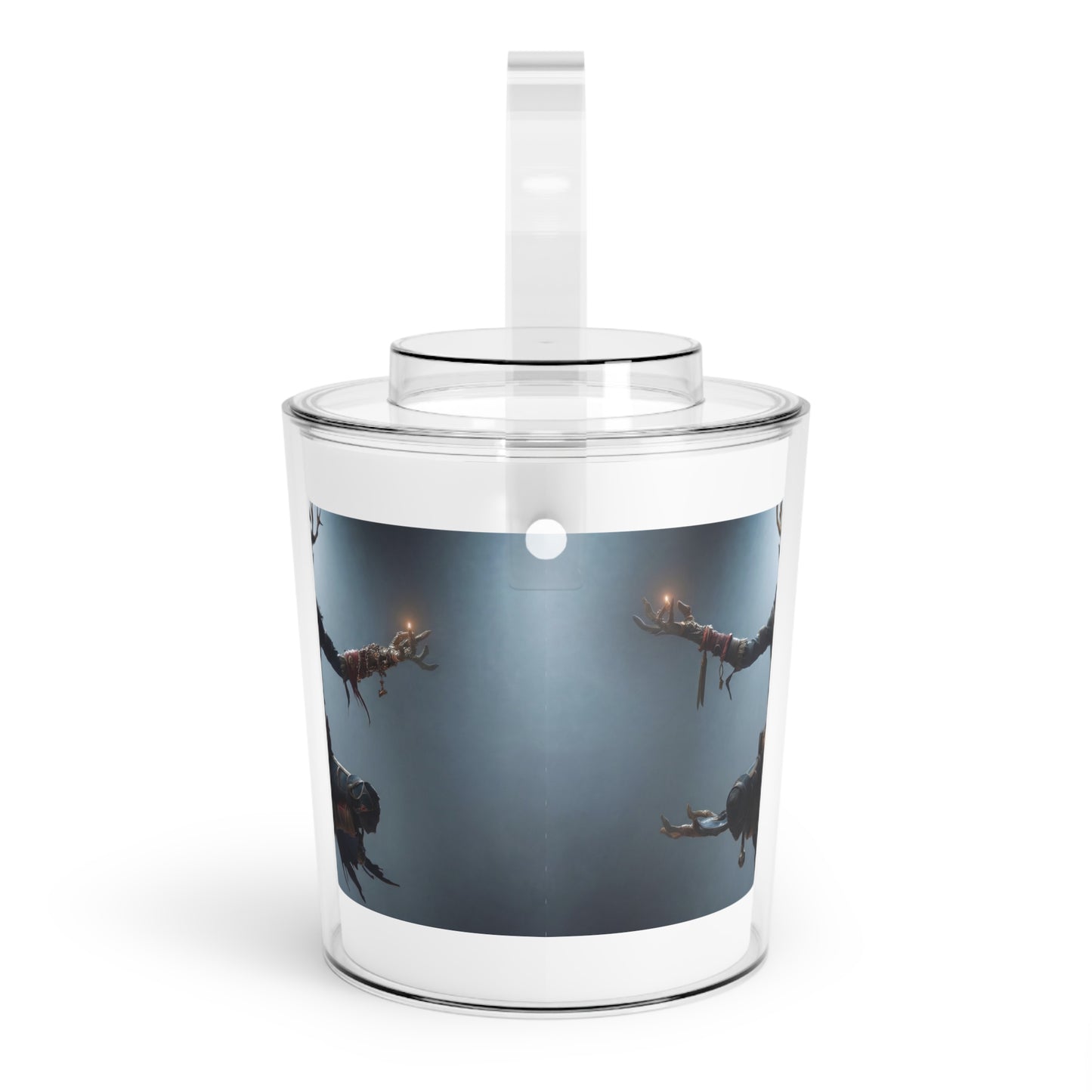 Celestial Stag Sentinel Ice Bucket with Tongs – Glowing Candlelit Meditation