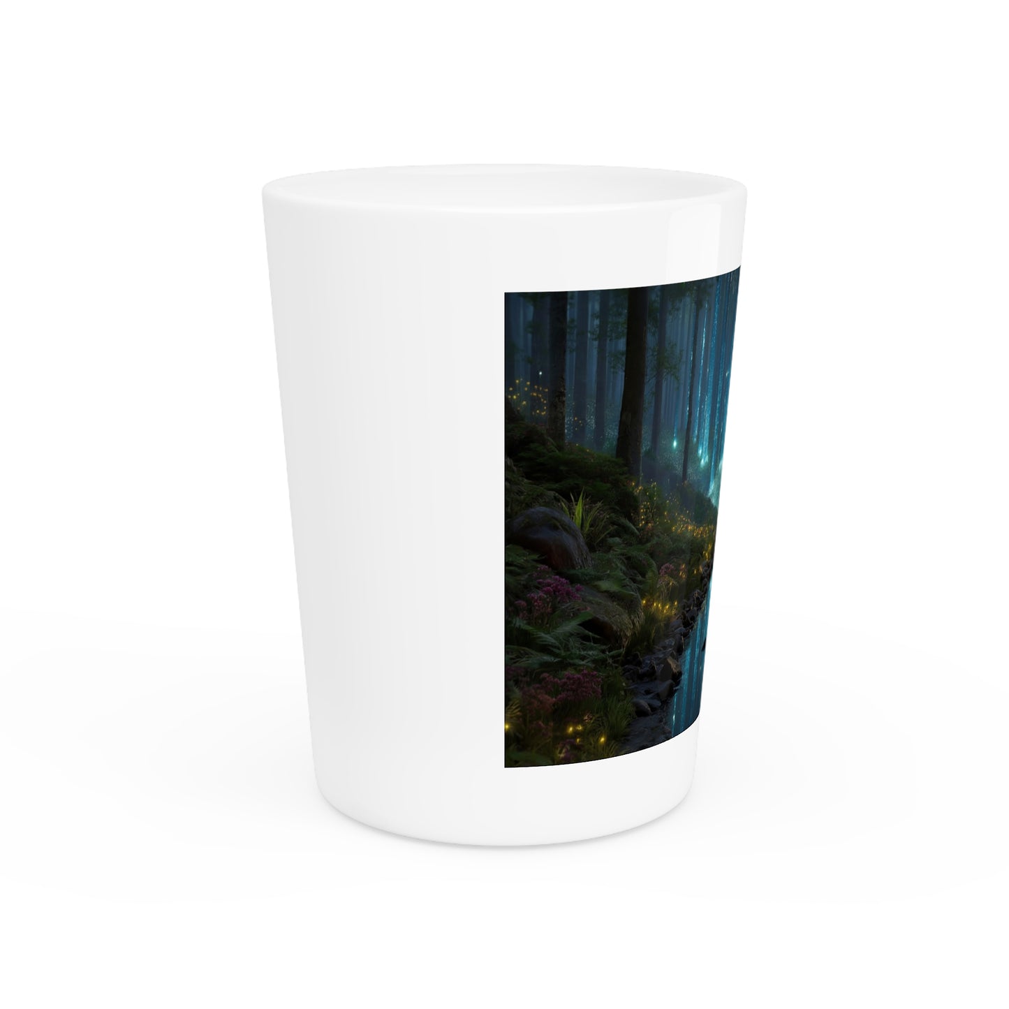 Celestial Waterfall Shot Glass – Midnight Forest Dreamscape