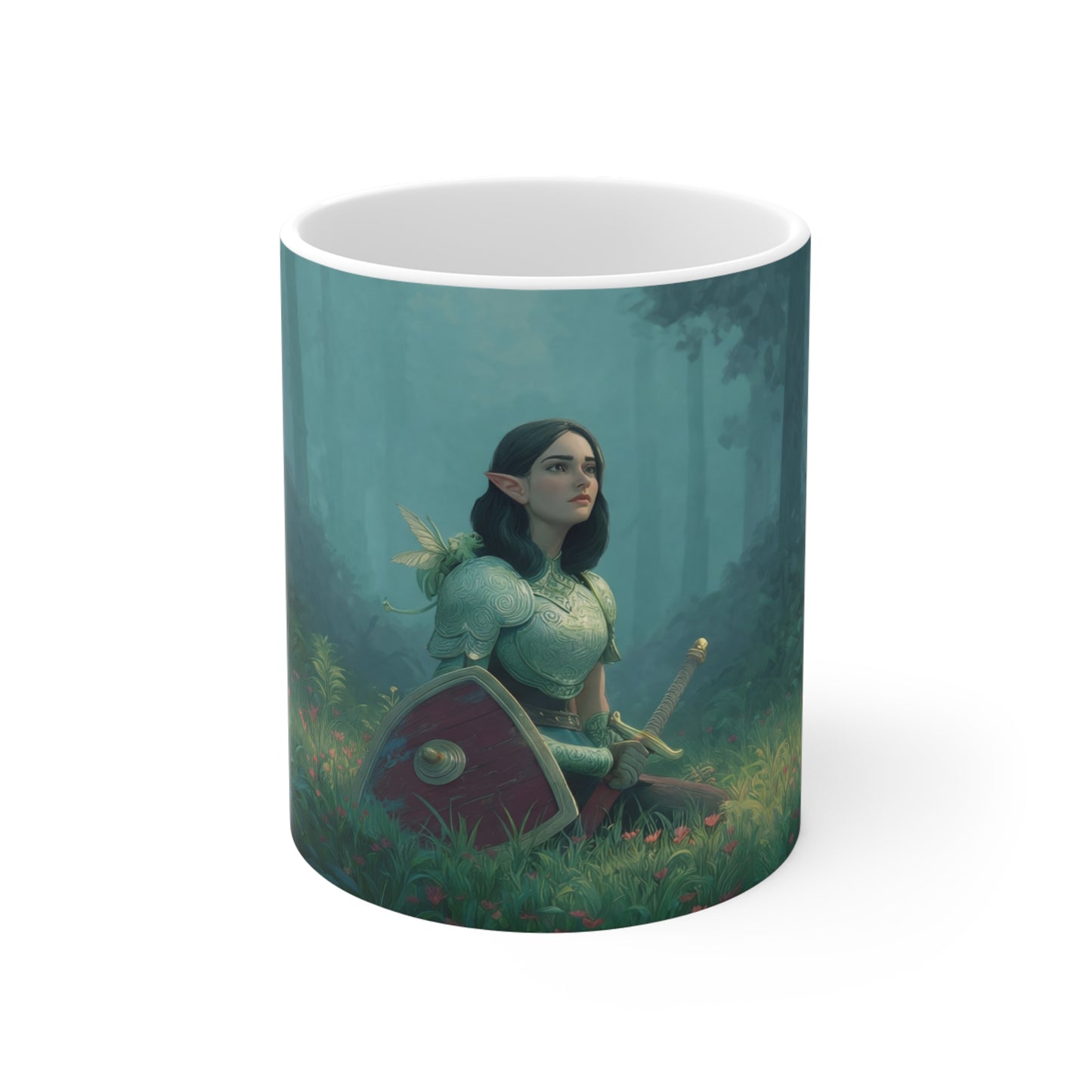 Elven Sentinel Ceramic Mugs (11oz\15oz\20oz) – Moss-Whispering Forest Pause