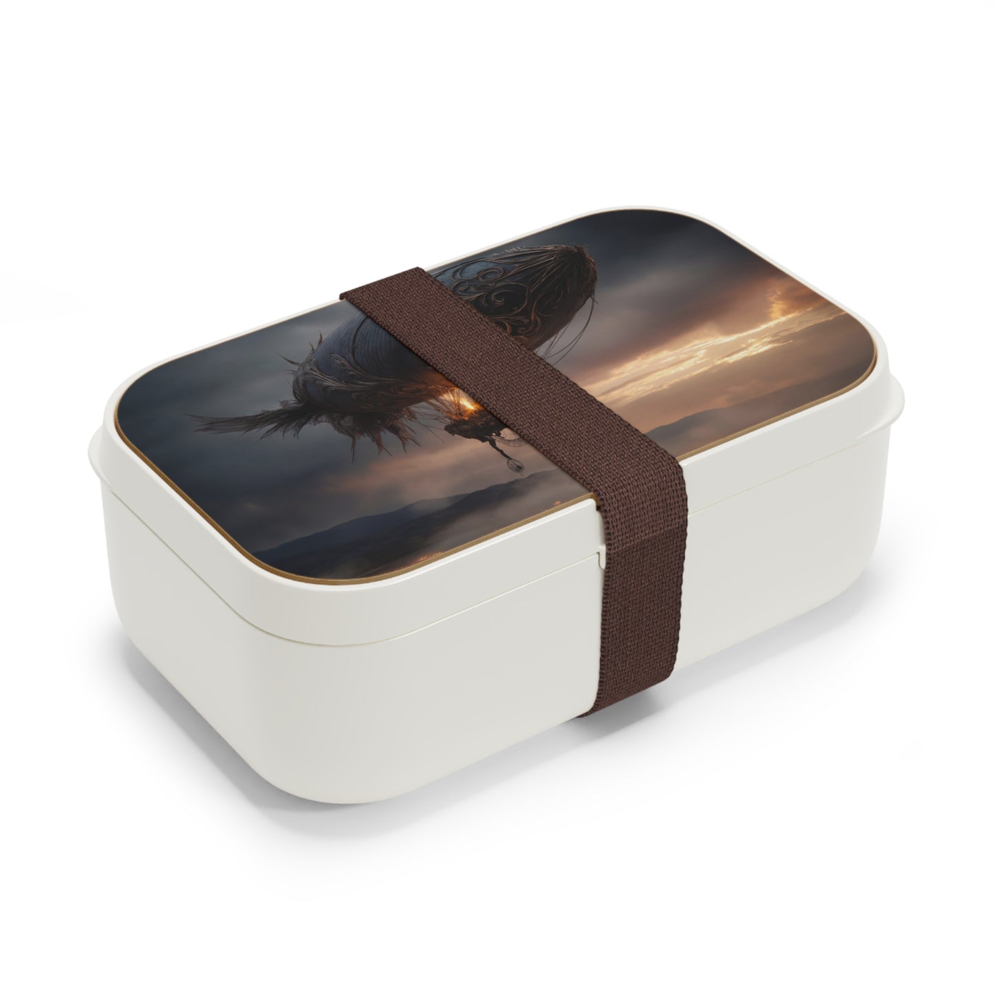 Steampunk Airship Bento Lunch Box – Twilight Flight Over Forgotten Lands