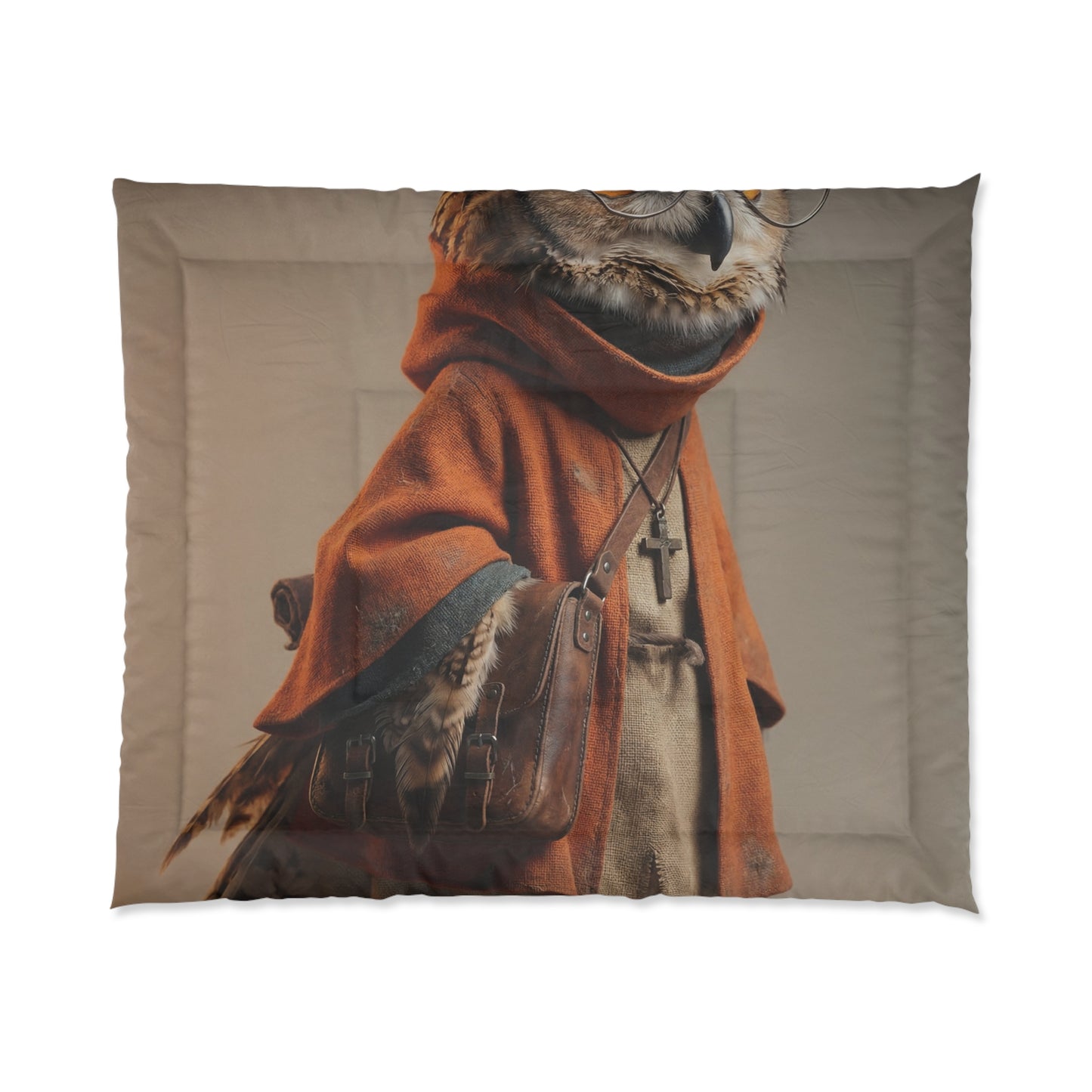 Wise Owl Scholar Comforter – Warm Earth-Toned Study Companion