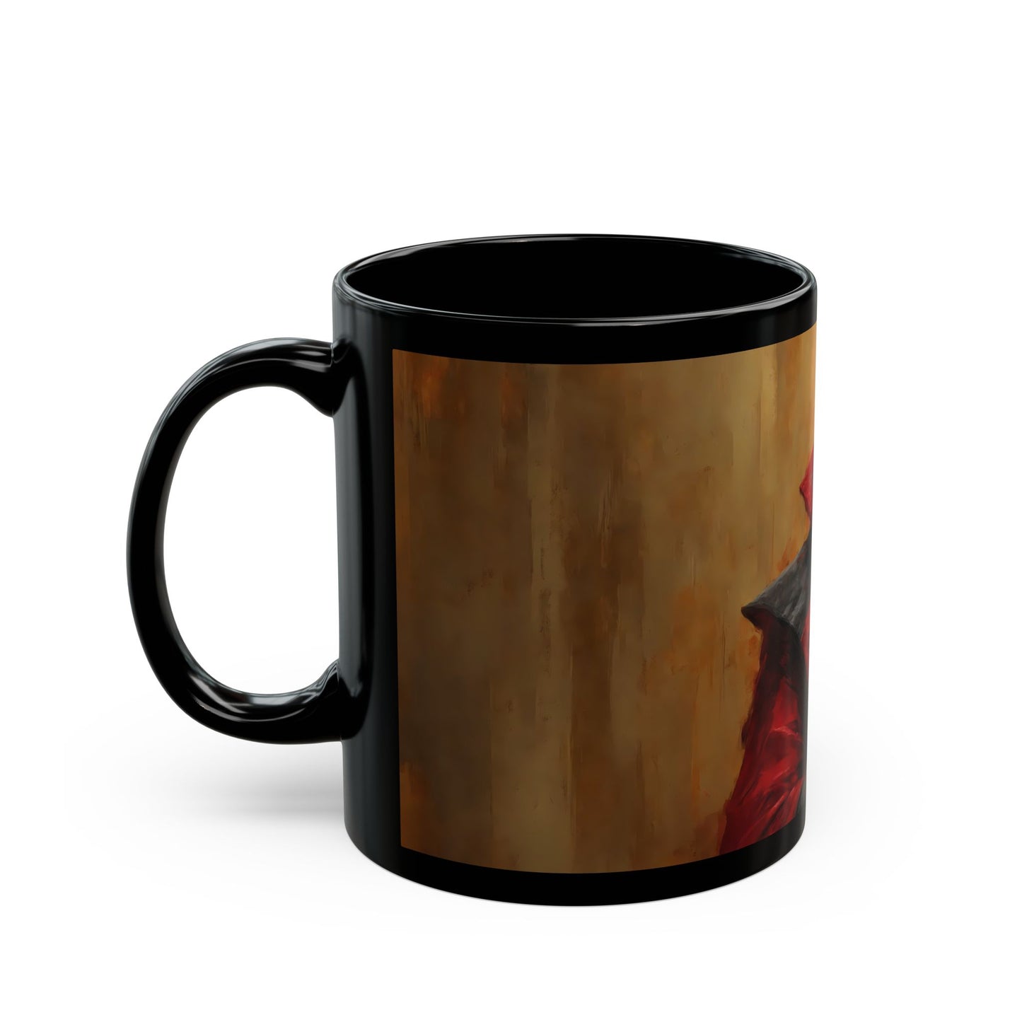 Crimson Demon Warrior Black Mug – Regal Blade and Fiery Resolve
