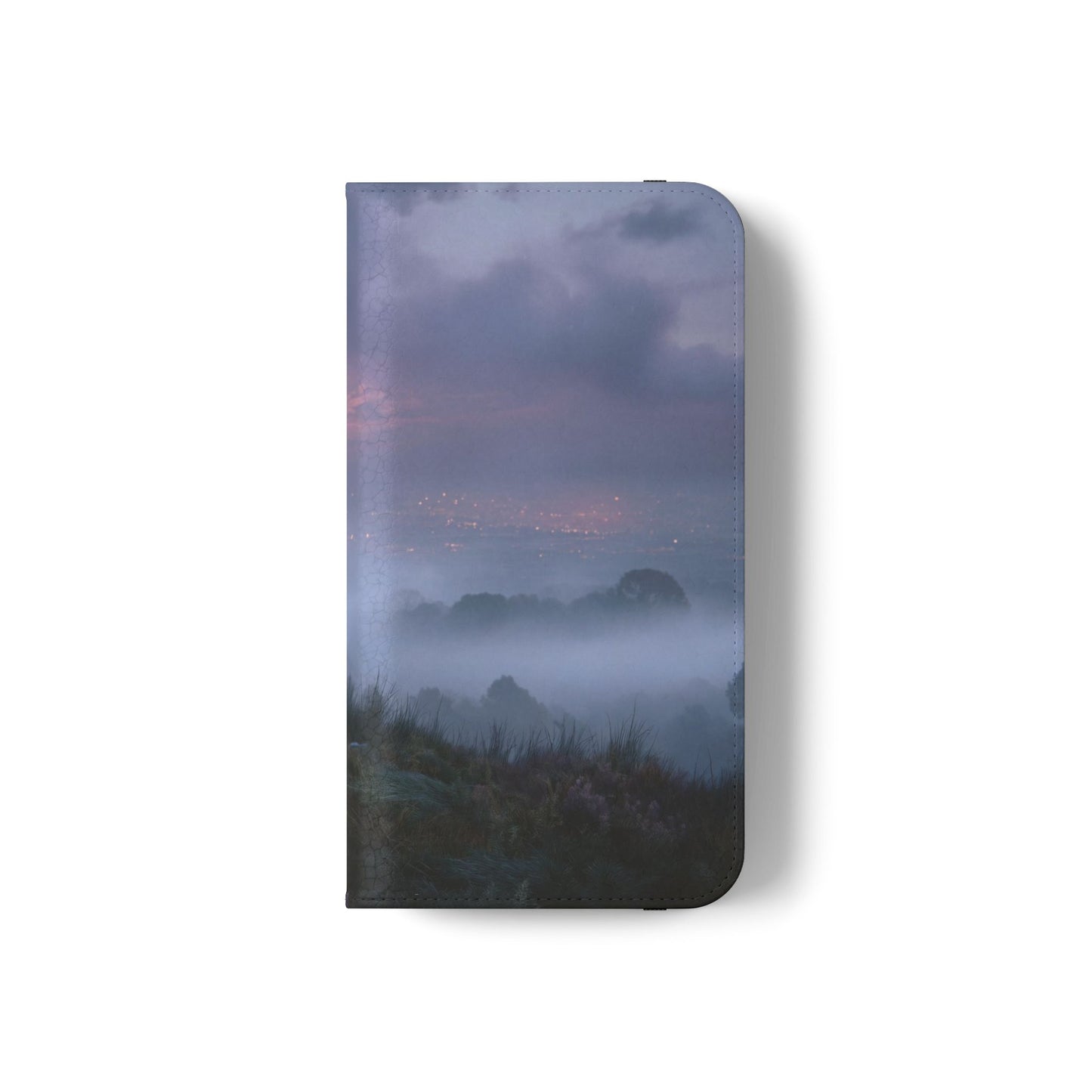 Misty Hilltop Flip Cases – Red-Haired Wanderer at Twilight