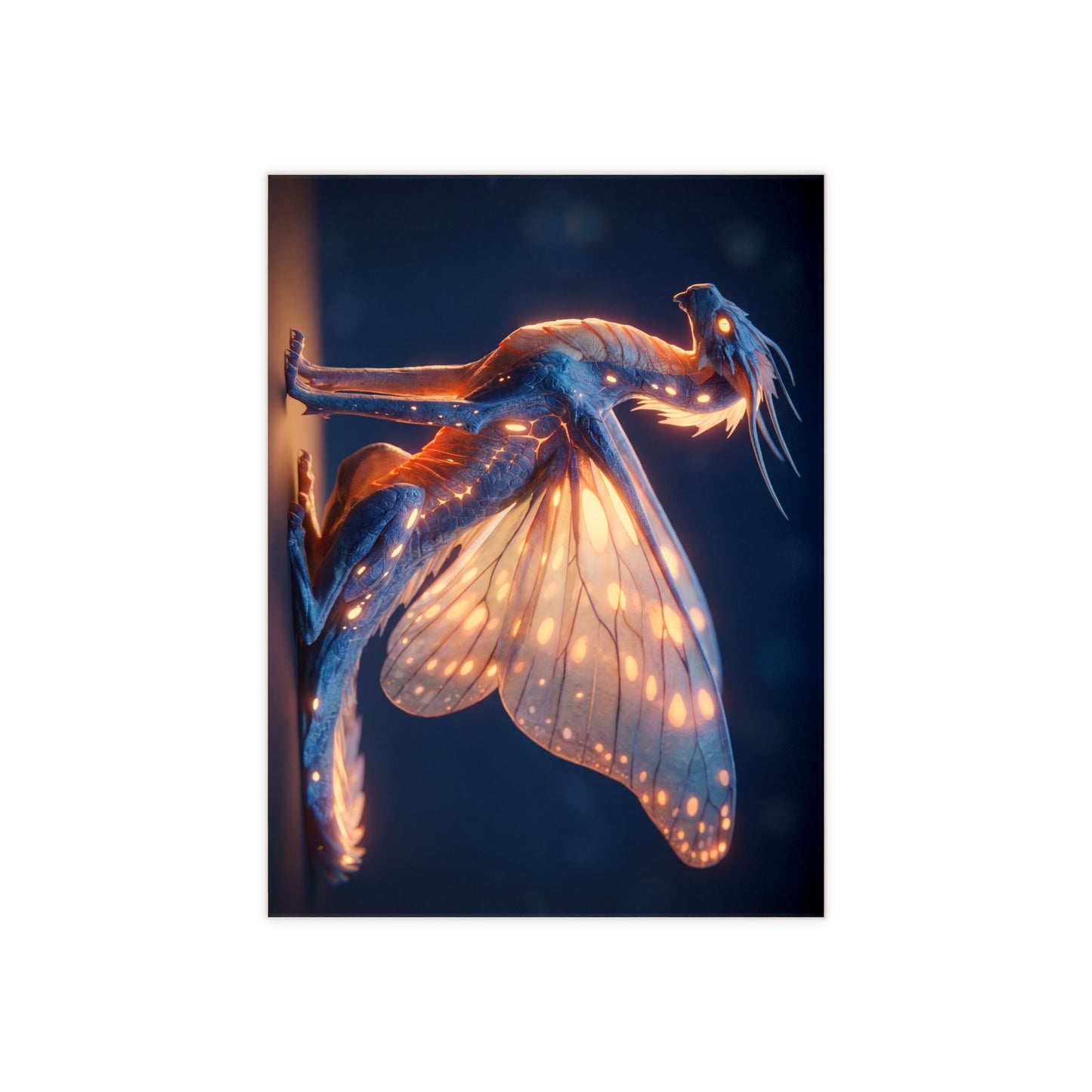 Luminescent Dragonfly Dragon Ceramic Photo Tile – Night Bloom Guardian