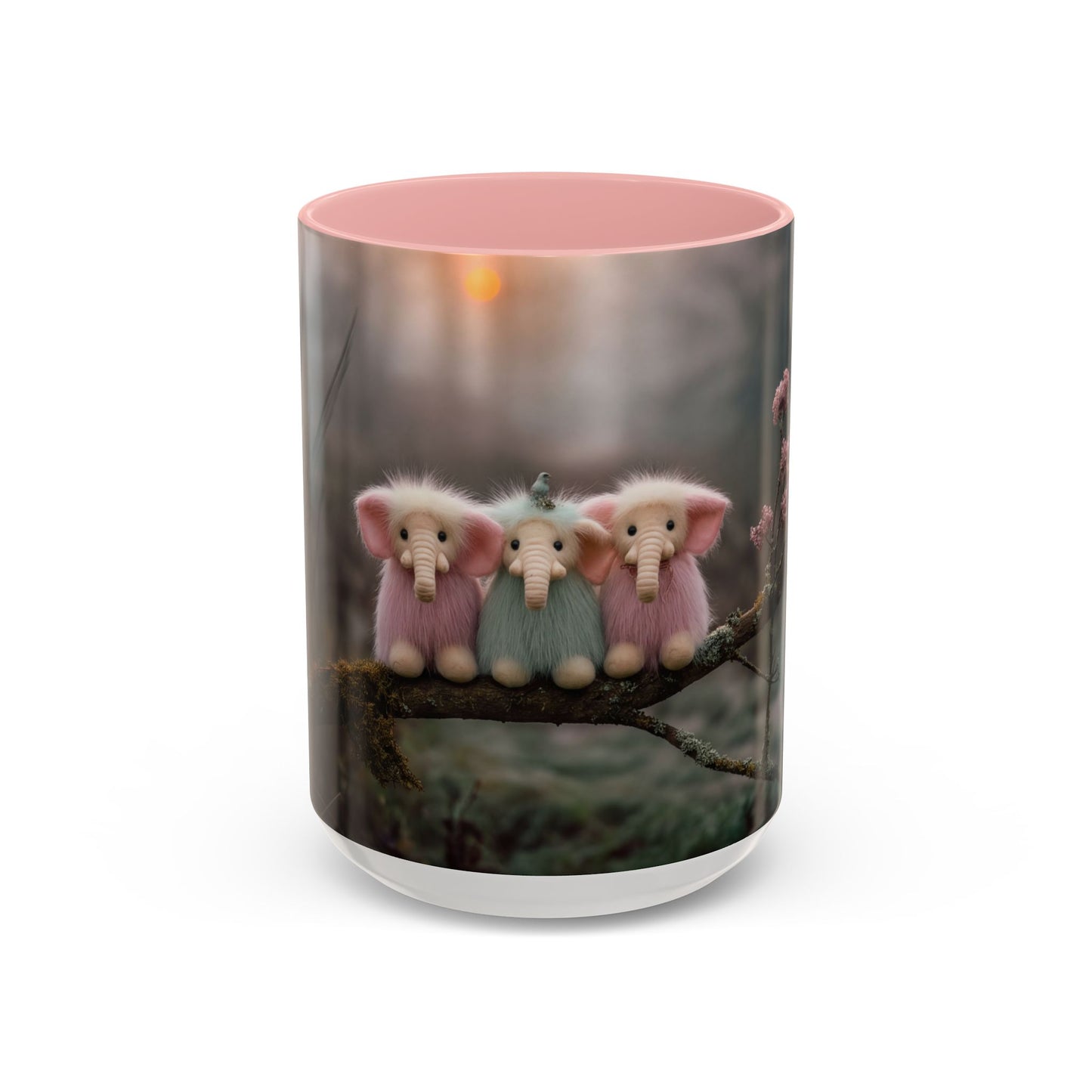 Fuzzy Elephant Trio Accent Coffee Mug (11, 15oz) – Mossy Branch Forest Friends
