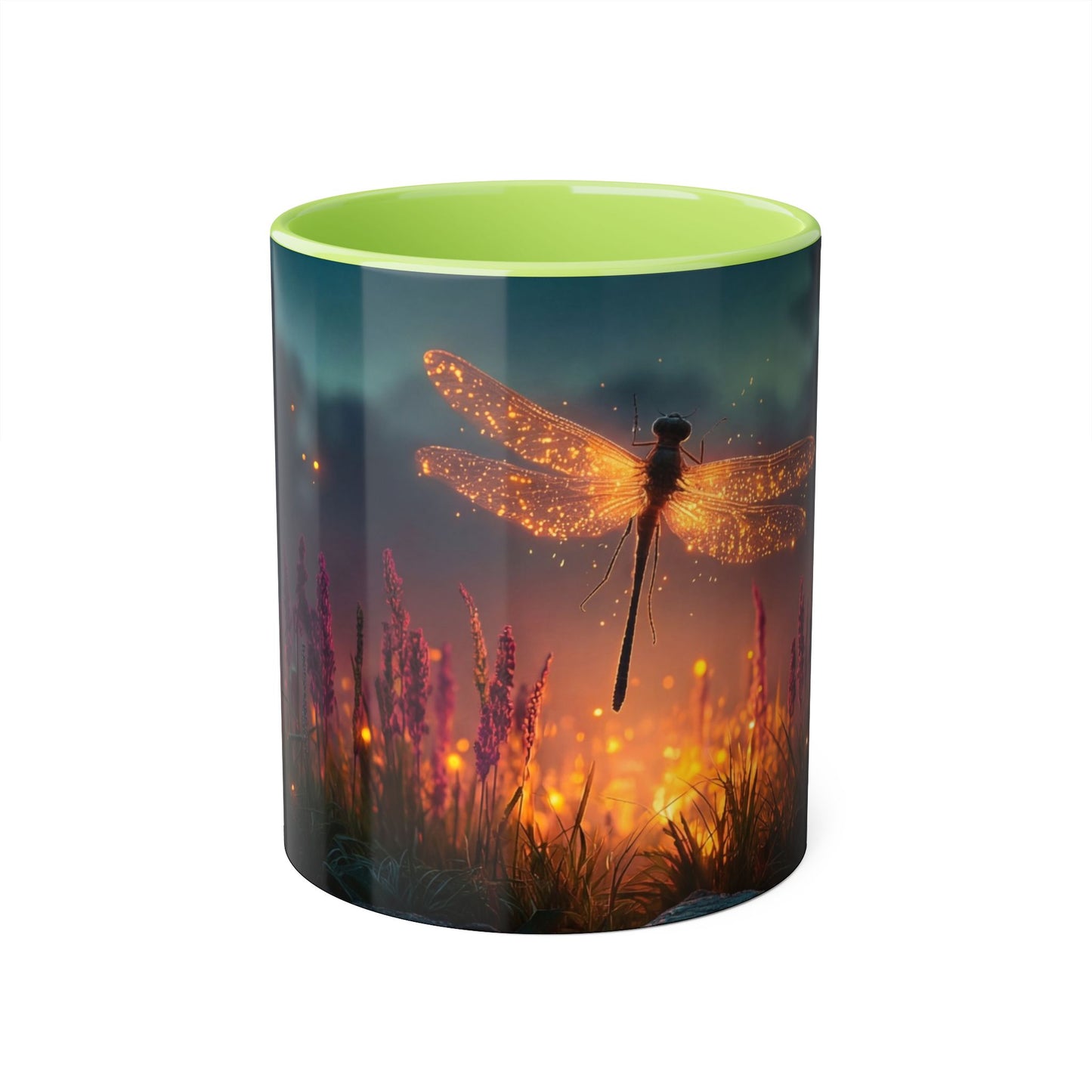 Firefly Dragonfly Accent Mugs, 11oz – Golden Twilight Meadow Guardian