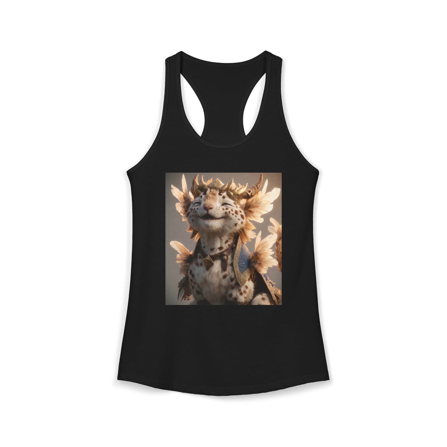 Golden Crowned Panther Women's Ideal Racerback Tank – Joyful Sentinel Portrait