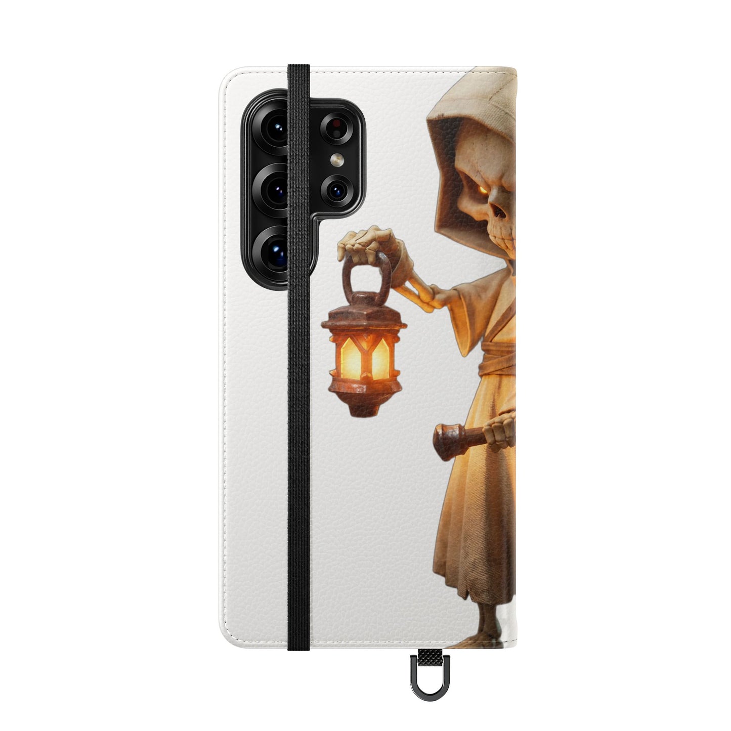 Lantern-Bearing Sentinel Flip Cases – Hooded Guardian with Scythe and Warm Glow
