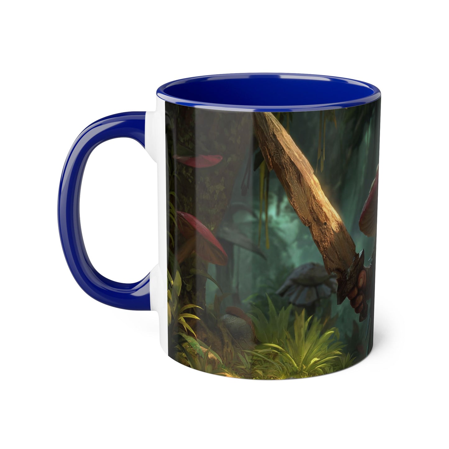 Mushroom Guardian Accent Mugs, 11oz – Toad Warrior with Wooden Blade