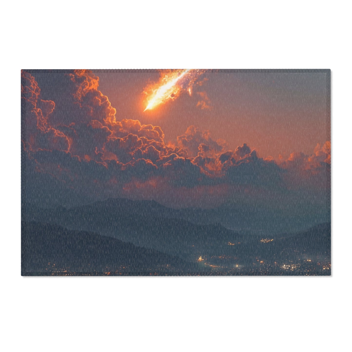 Celestial Fire Comet Area Rugs – Twilight Skyfall Dreamscape