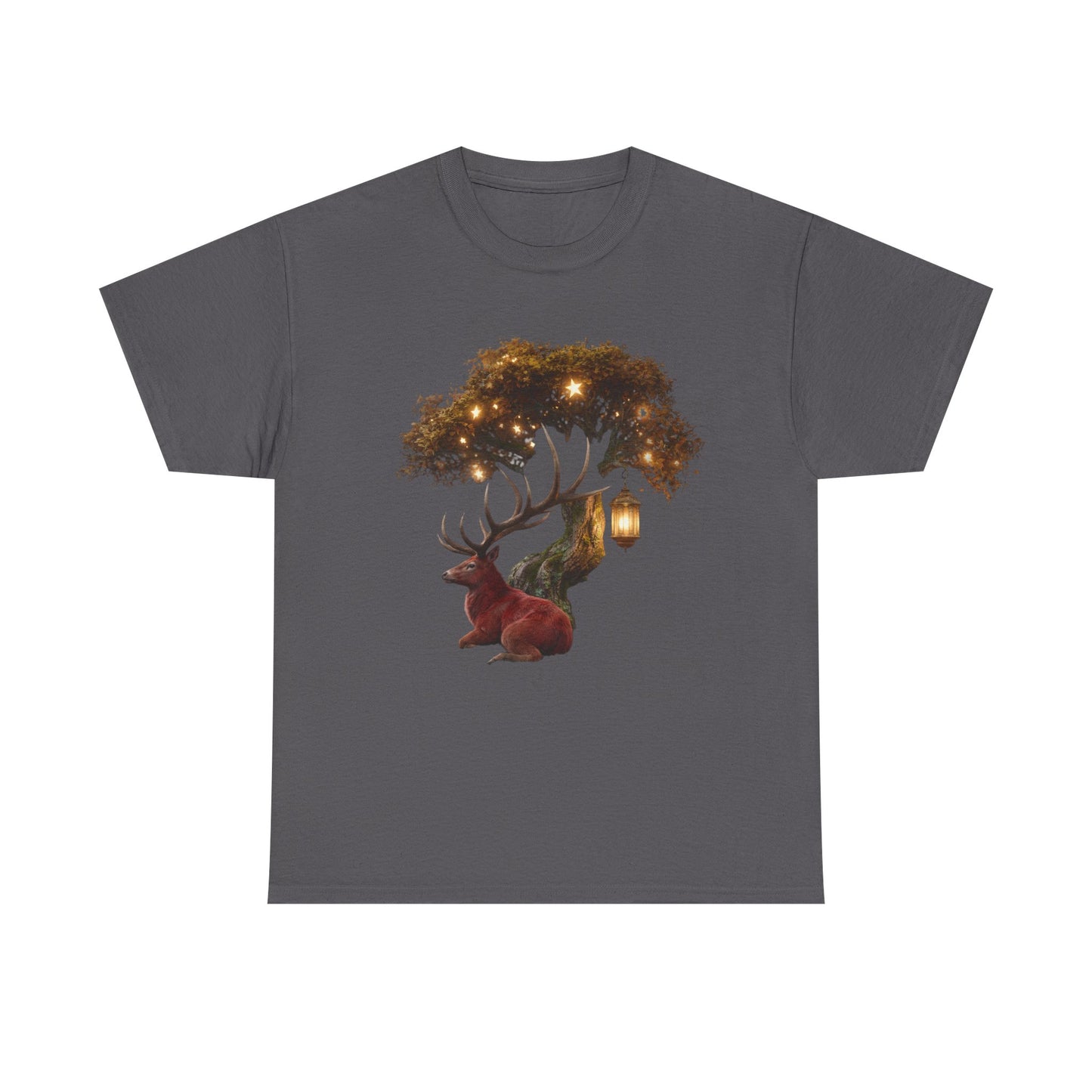 Starlight Stag & Lantern Tee – Autumn Grove Guardian