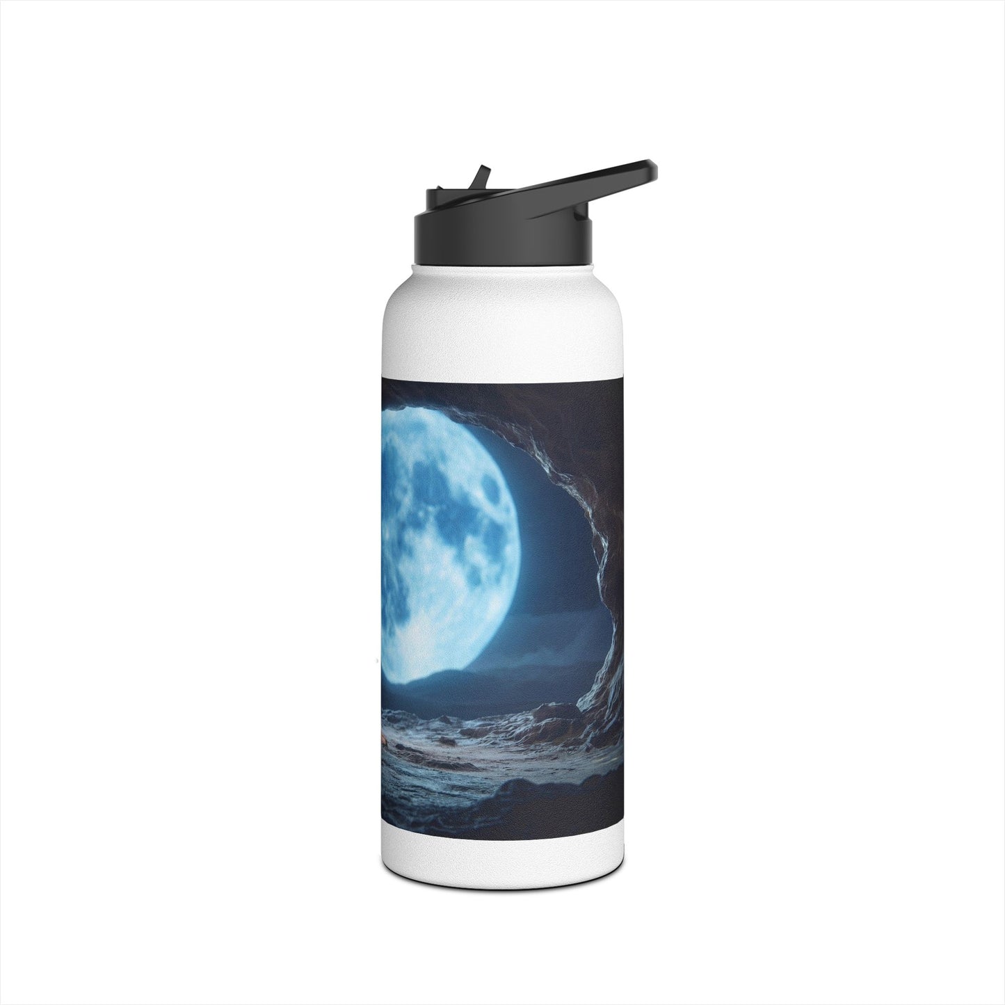 Moonlit Monk Meditation Bottle – Serene Cave Ritual Stainless Steel Water Bottle, Standard Lid