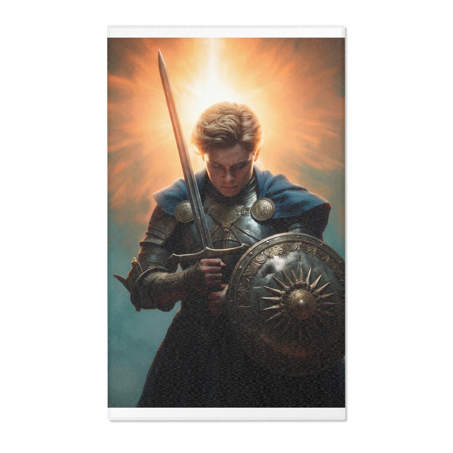 Dawn-Kissed Sentinel Area Rug – Armor of the Sunlit Quest
