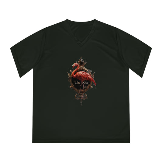 Velvet Frame Flamingo Women's Performance V-Neck T-Shirt – Ornate Gold Ritz Crest