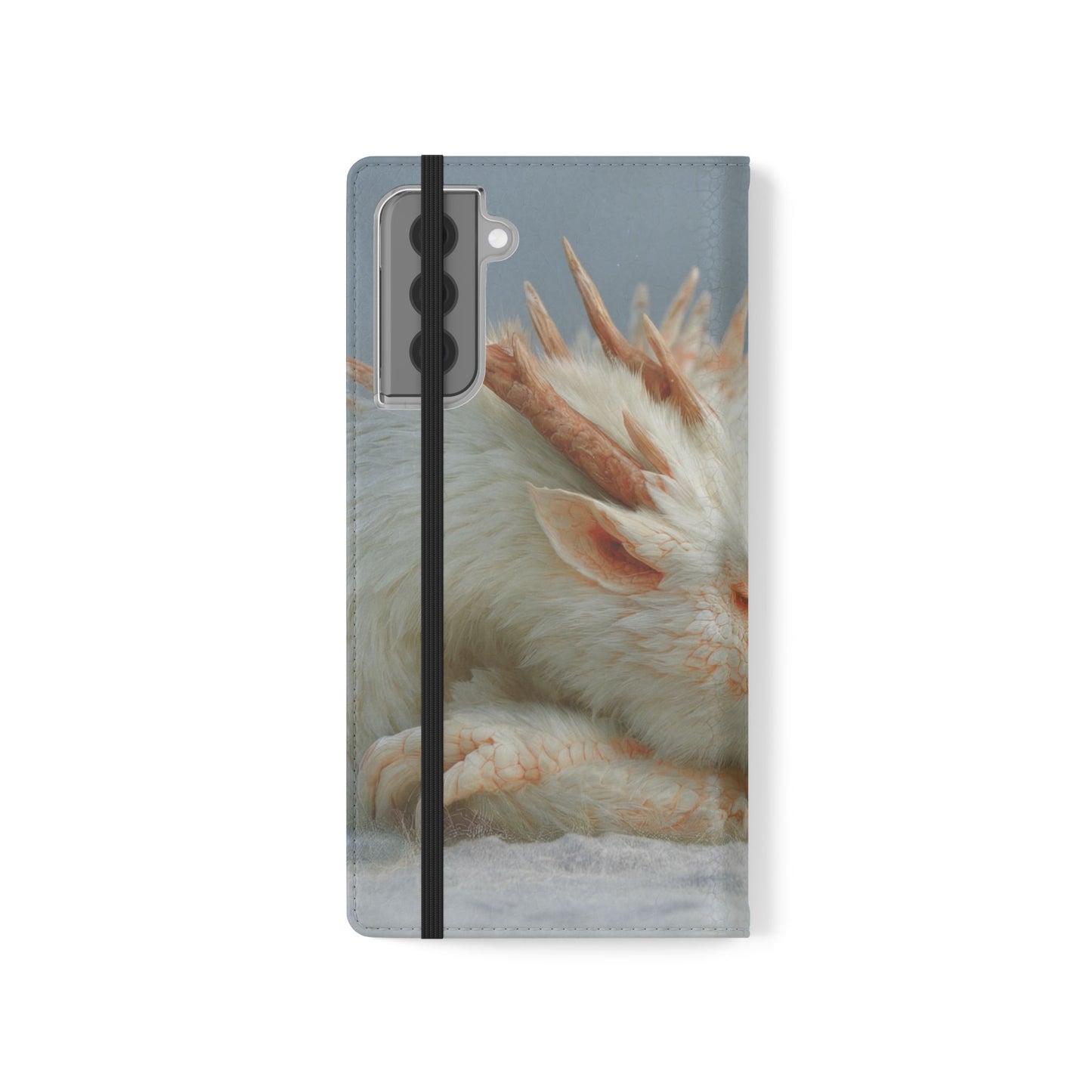 Sleeping Child and Dragon Flip Cases – Snowy Guardian Embrace