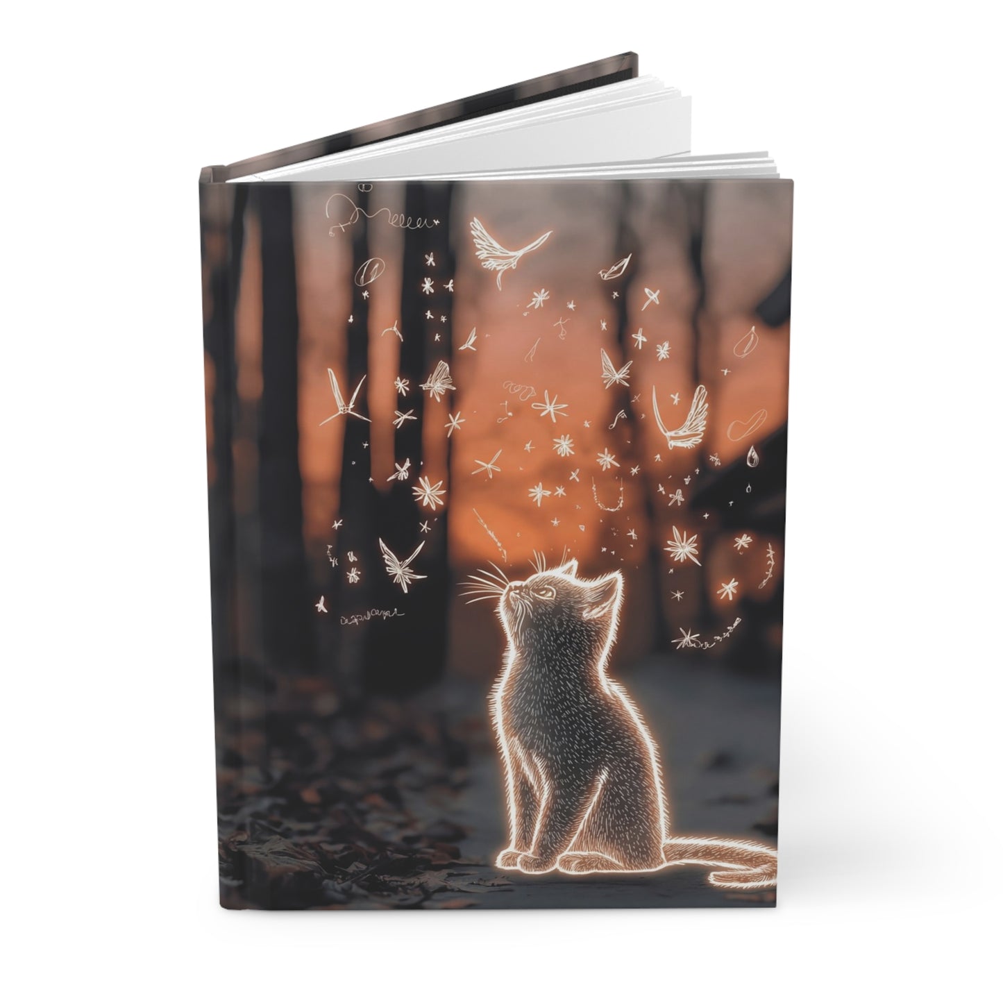 Whimsical Cat Forest Journal Matte – Glow of Autumn Magic