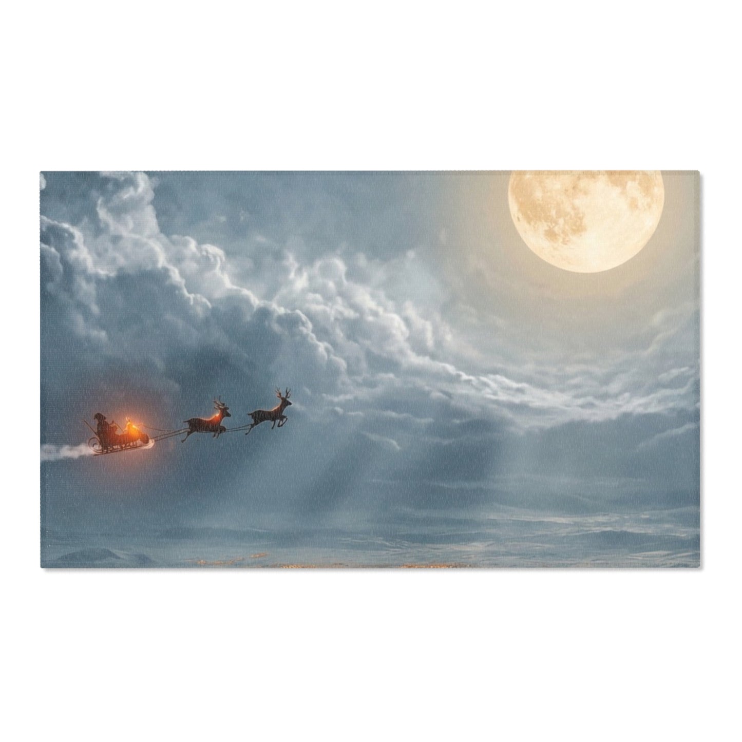 Midnight Sleigh Ride Area Rug – Frostbound City Beneath the Full Moon