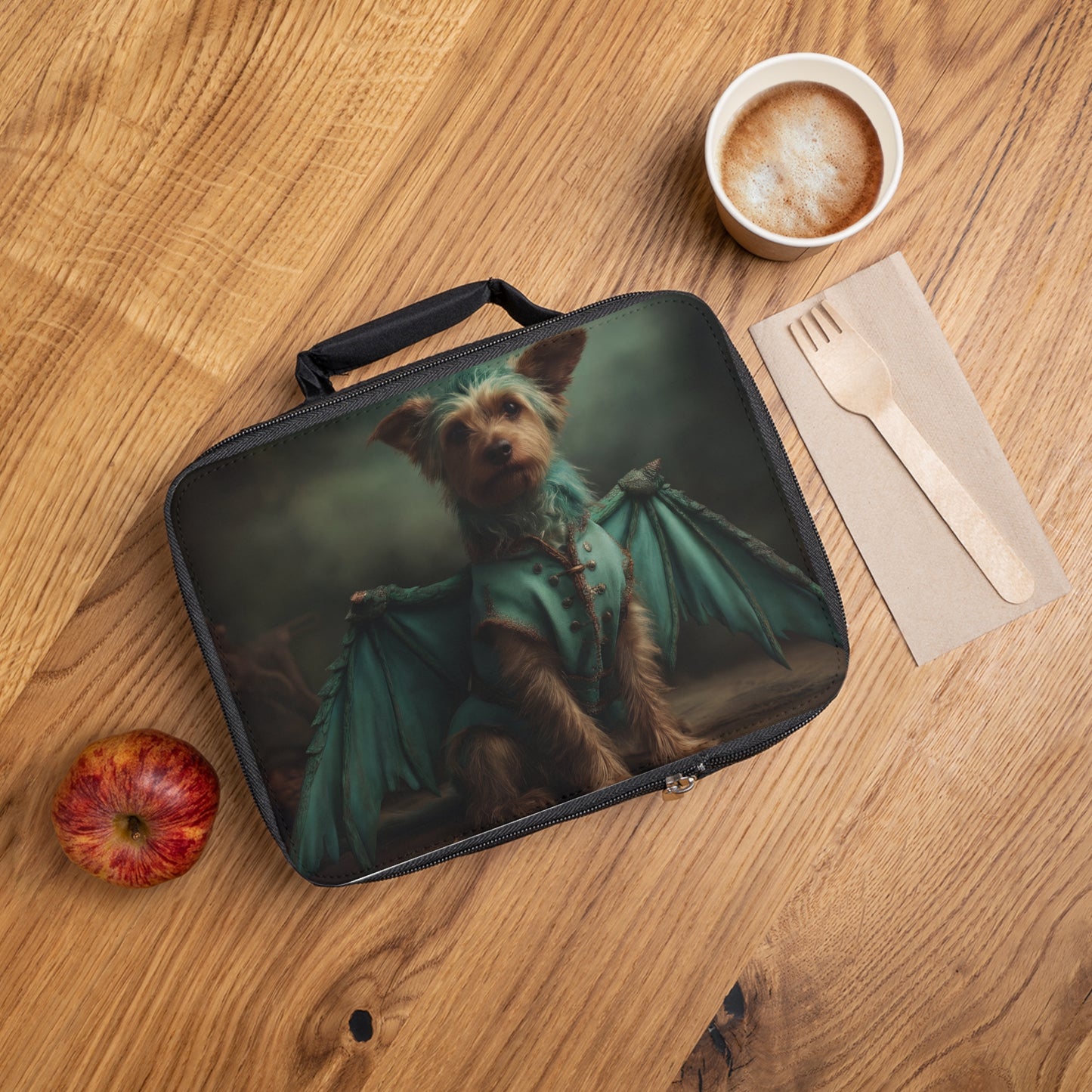 Dragon Knight Yorkshire Terrier Lunch Bag – Emerald Wings in a Whispering Grotto