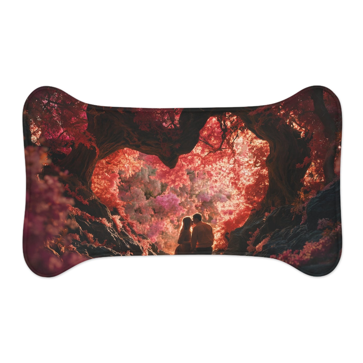 Crimson Canopy Pet Feeding Mats – Heart-Shaped Grove Dining Mat