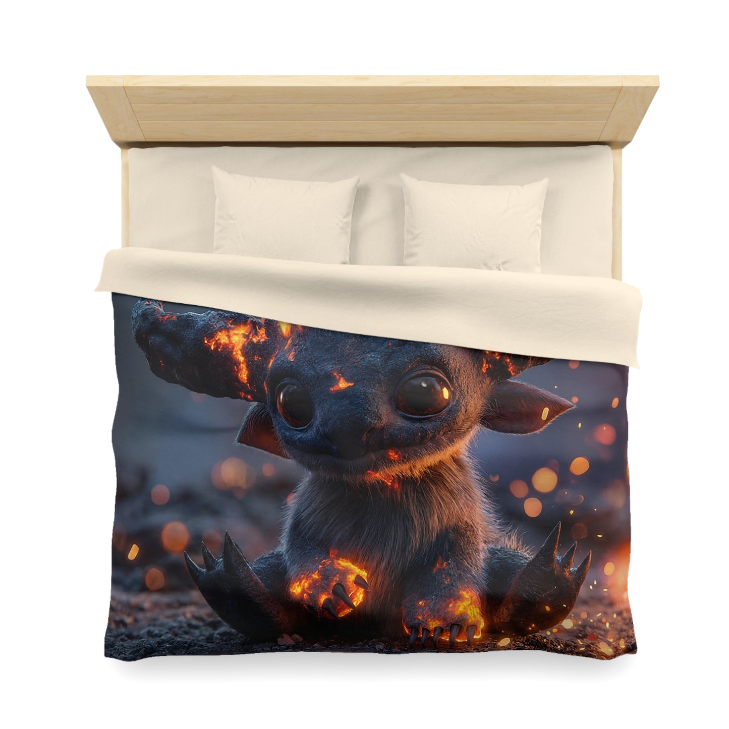 Lava-Clawed Guardian Microfiber Duvet Cover – Fiery Whimsy for Dreamers