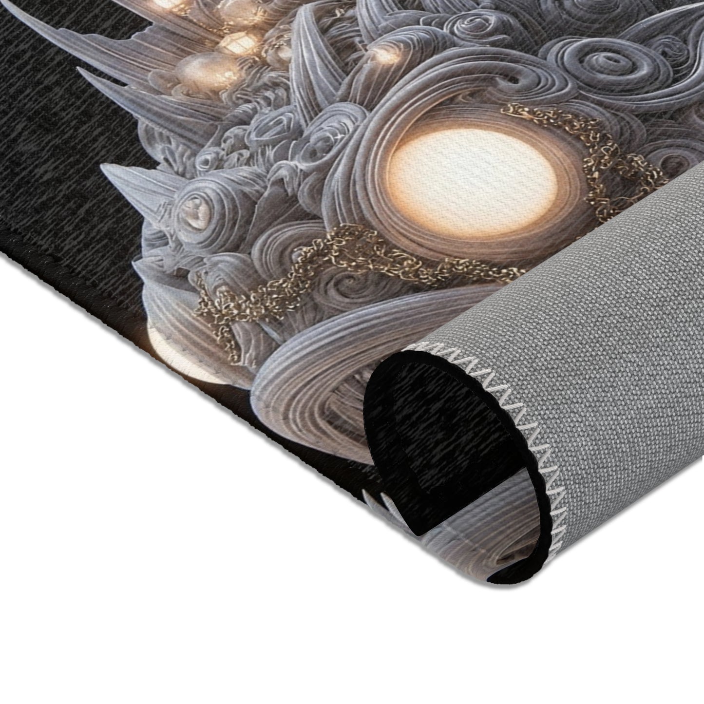 Luminescent Deep-Sea Leviathan Rug – Whispering Lanterns of the Abyss