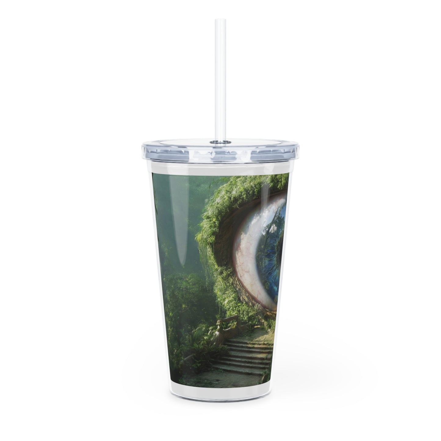 Guardian Forest Eye Plastic Tumbler with Straw – Watchful Jungle Portal