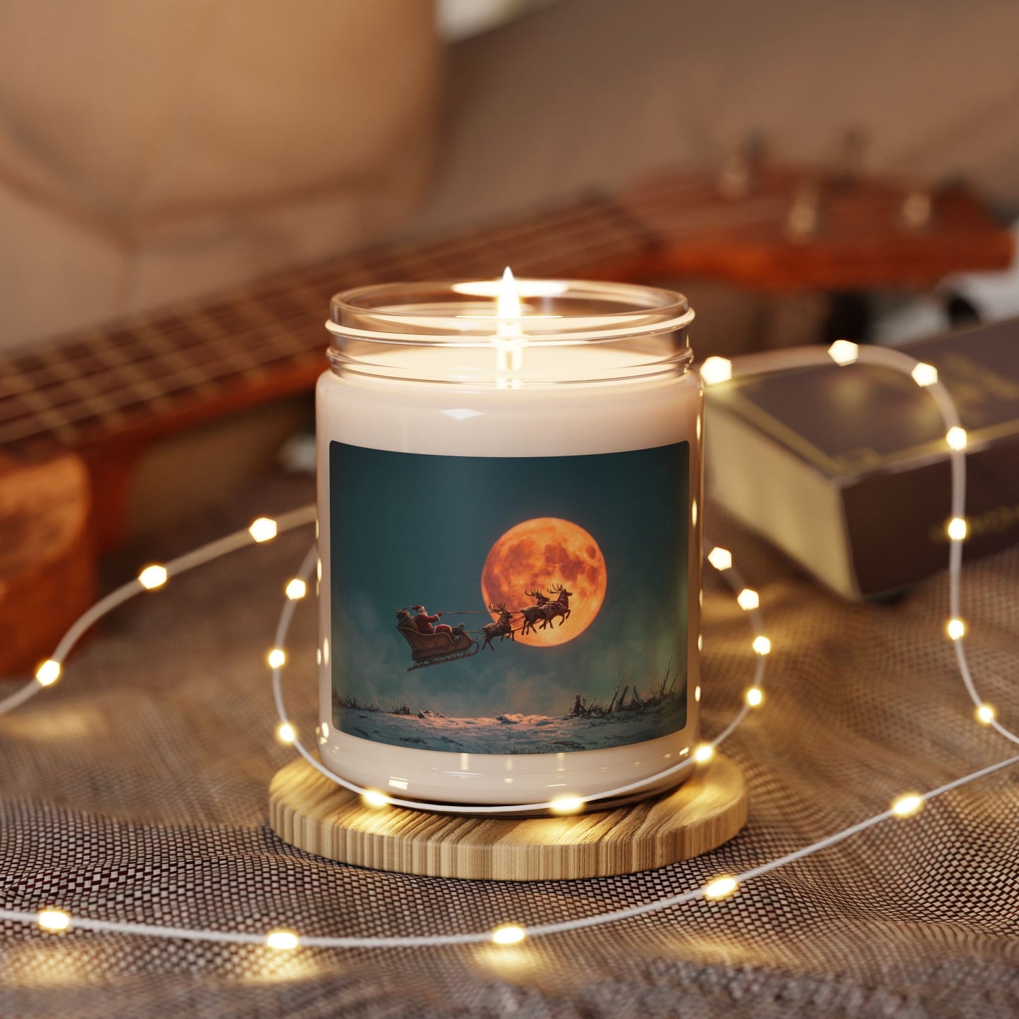 Santa’s Midnight Flight Scented Soy Candle, 9oz – Crimson Moon Over Snowy Peaks
