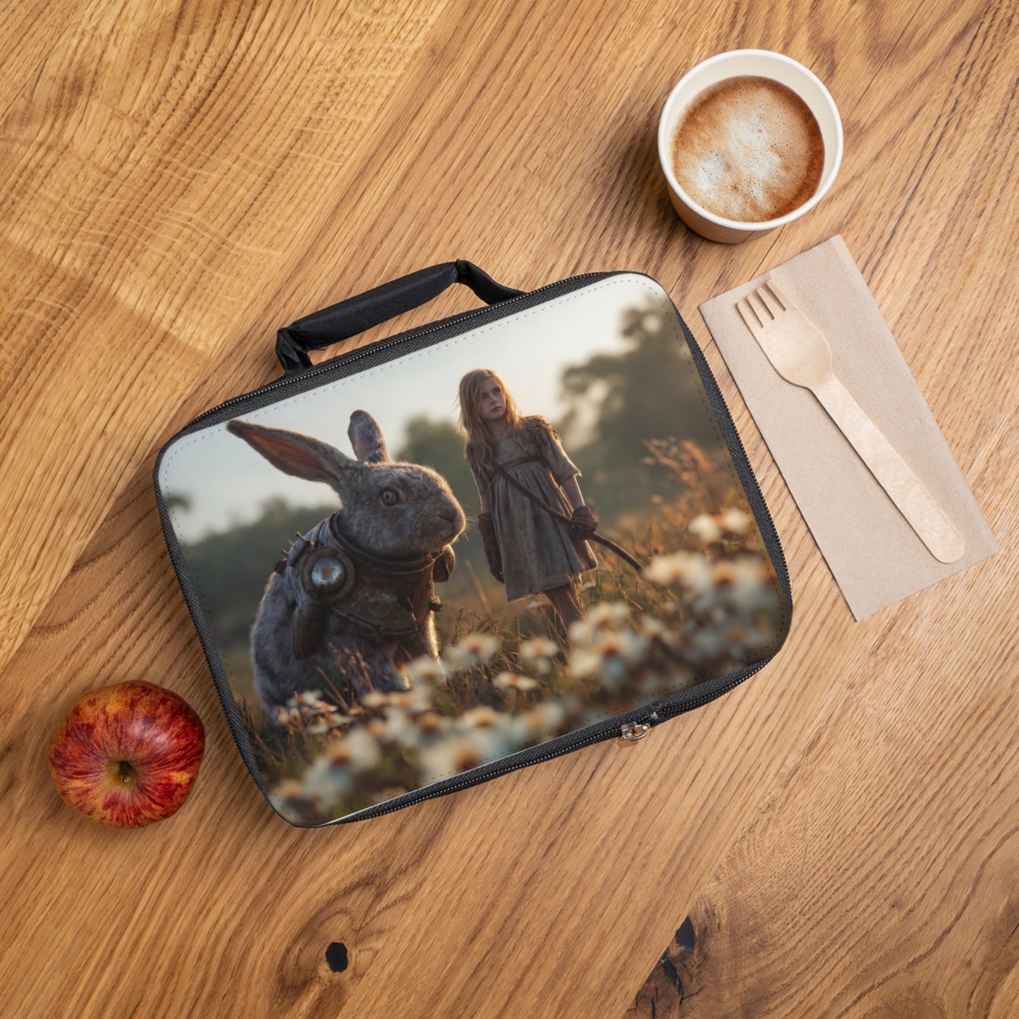 Steampunk Rabbit & Girl Lunch Bag – Golden Hour Guardian Companions