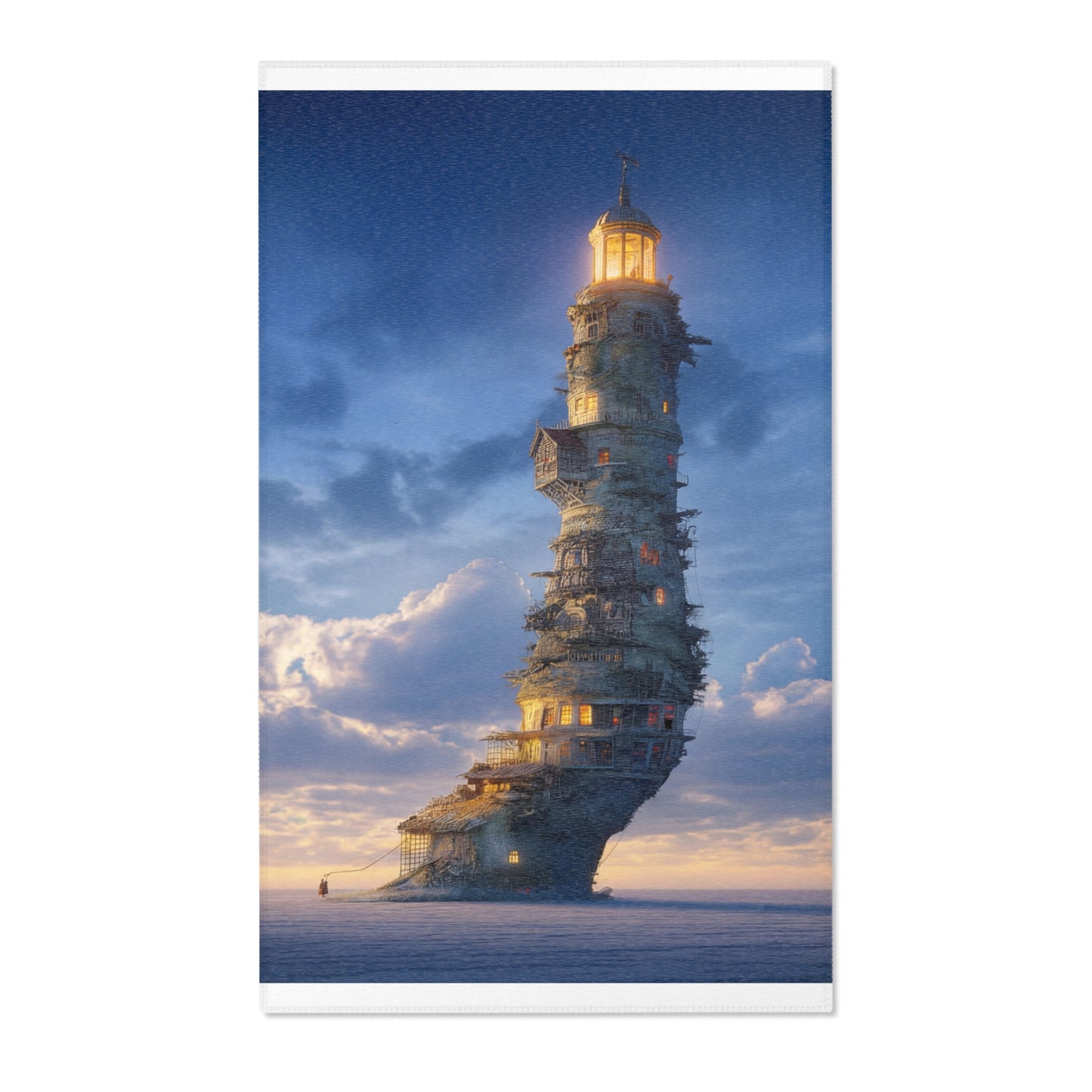 Aerial Lighthouse Area Rug – Twilight Skywatcher Dreamscape