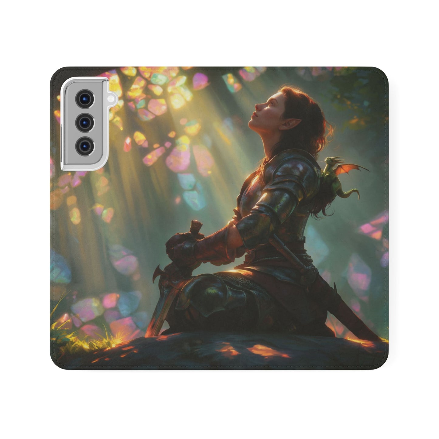 Crystal Grove Sentinel Flip Cases – Iridescent Forest Dawn Guardian