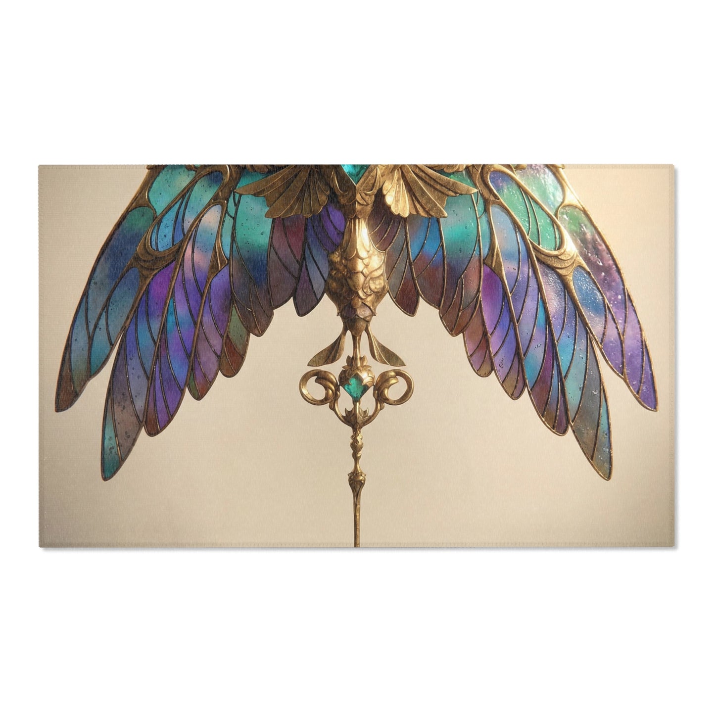 Celestial Phoenix Wand Rug – Starlit Wings & Azure Gemstone