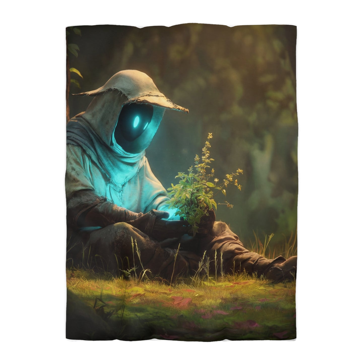 Forest Sentinel Microfiber Duvet Cover – Glowing Eye in the Twilight Grove