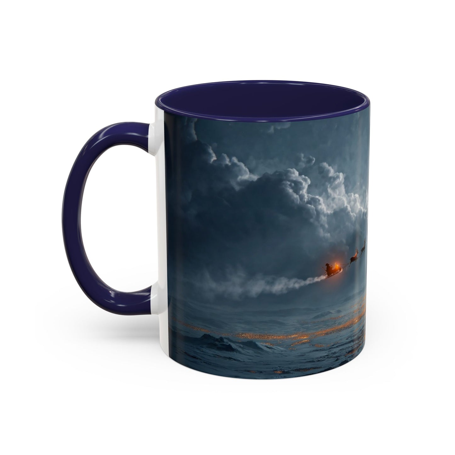 Midnight Sleigh Ride Accent Coffee Mug (11, 15oz) – Warm Glow Over Winter Town