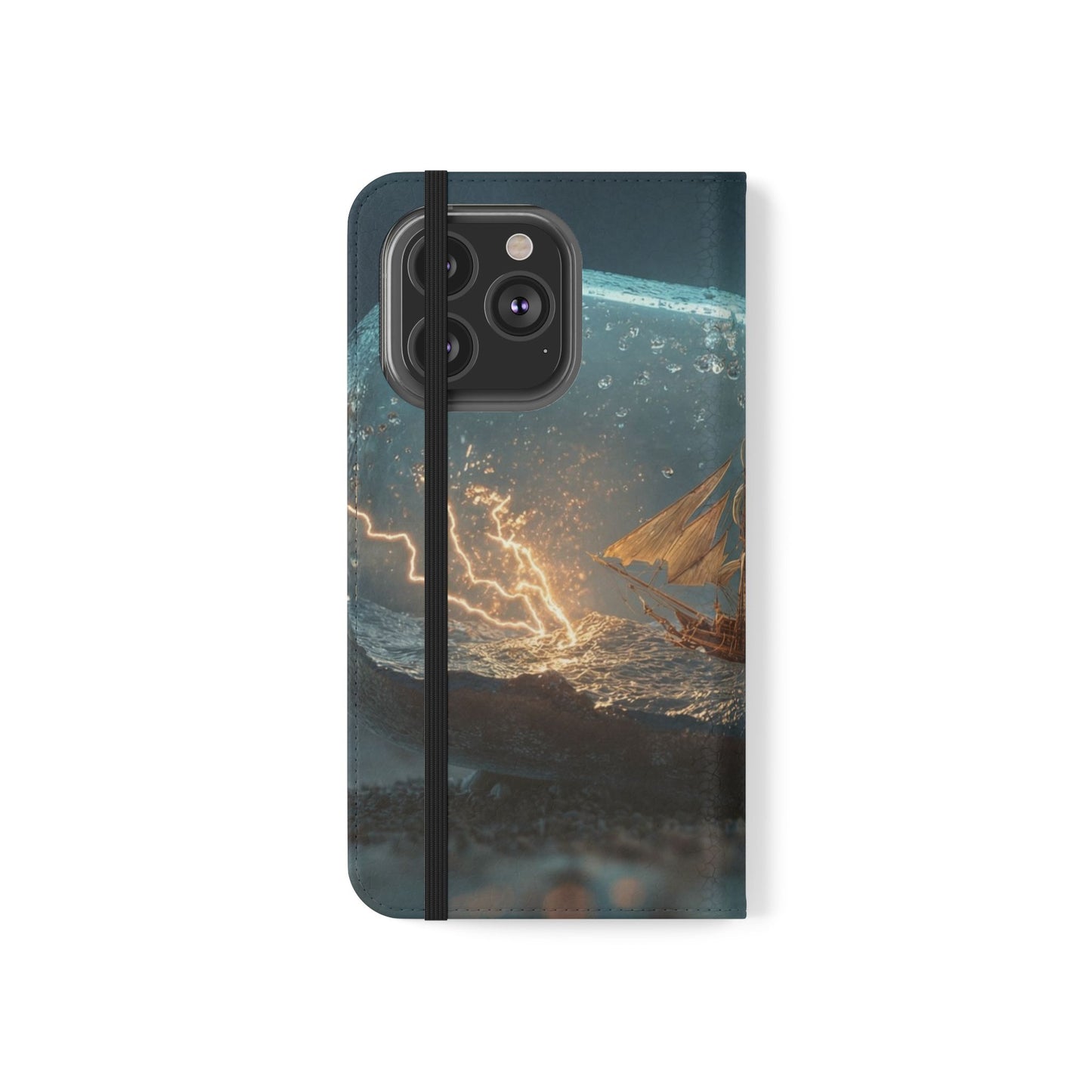 Storm-Struck Galleon Flip Cases – Lightning Inside Glass Bottle