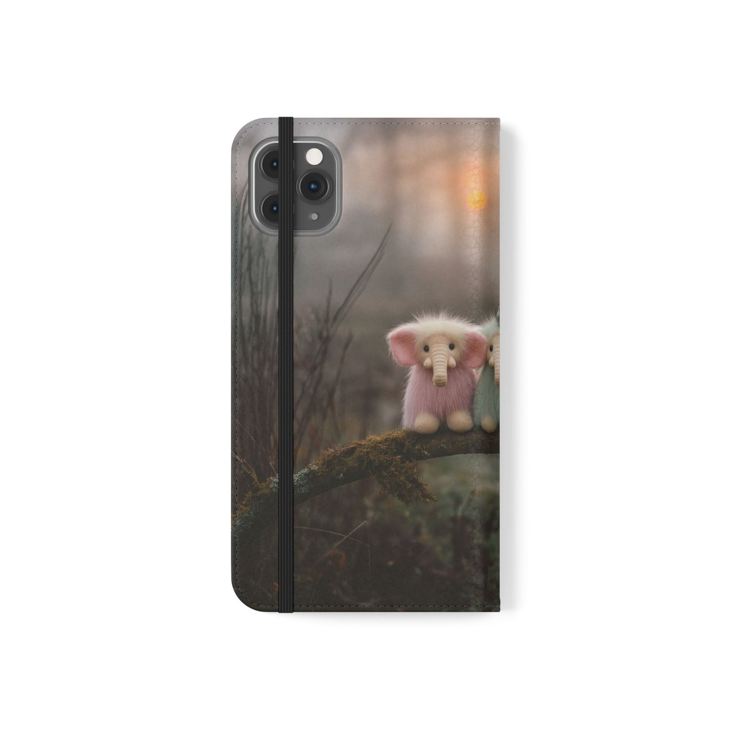 Mossy Branch Elephants Flip Cases – Pastel Fluff Guardians