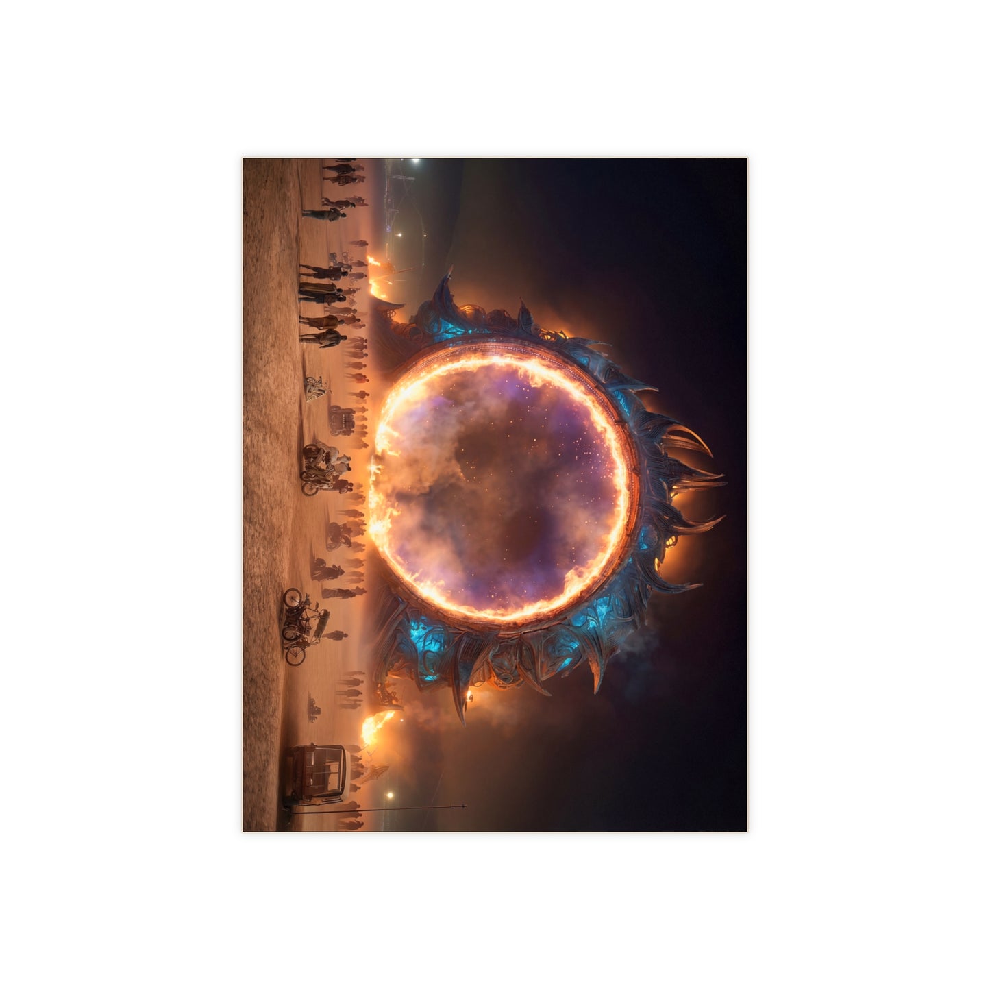 Cosmic Gateway Ceramic Photo Tile – Burning Portal in the Desert Night