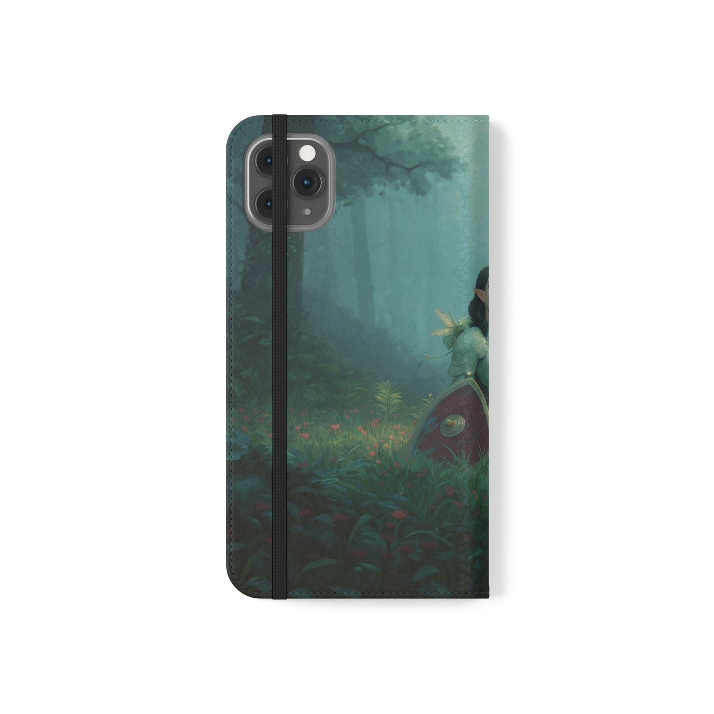 Woodland Sentinel Flip Cases – Green Knight in Misty Grove
