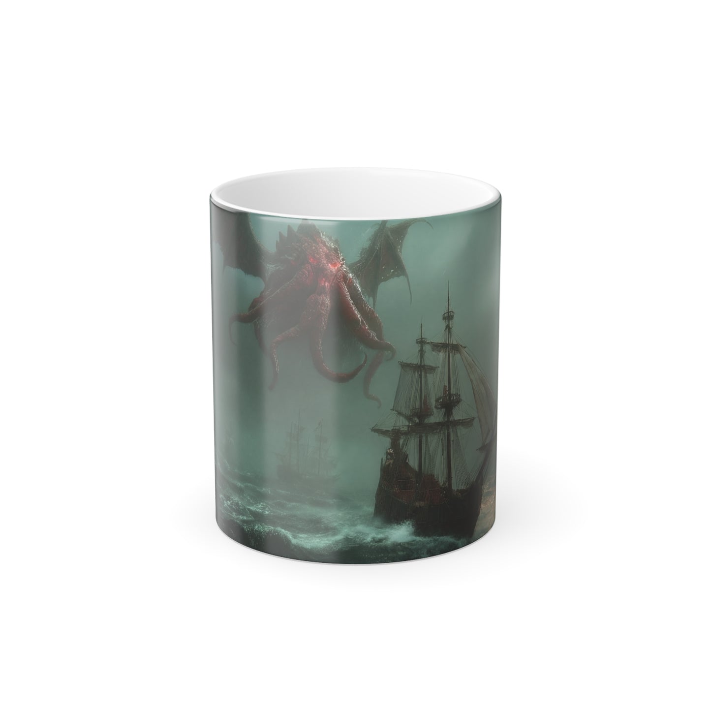 Abyssal Guardian Color Morphing Mug, 11oz – Crimson Leviathan Stormscape