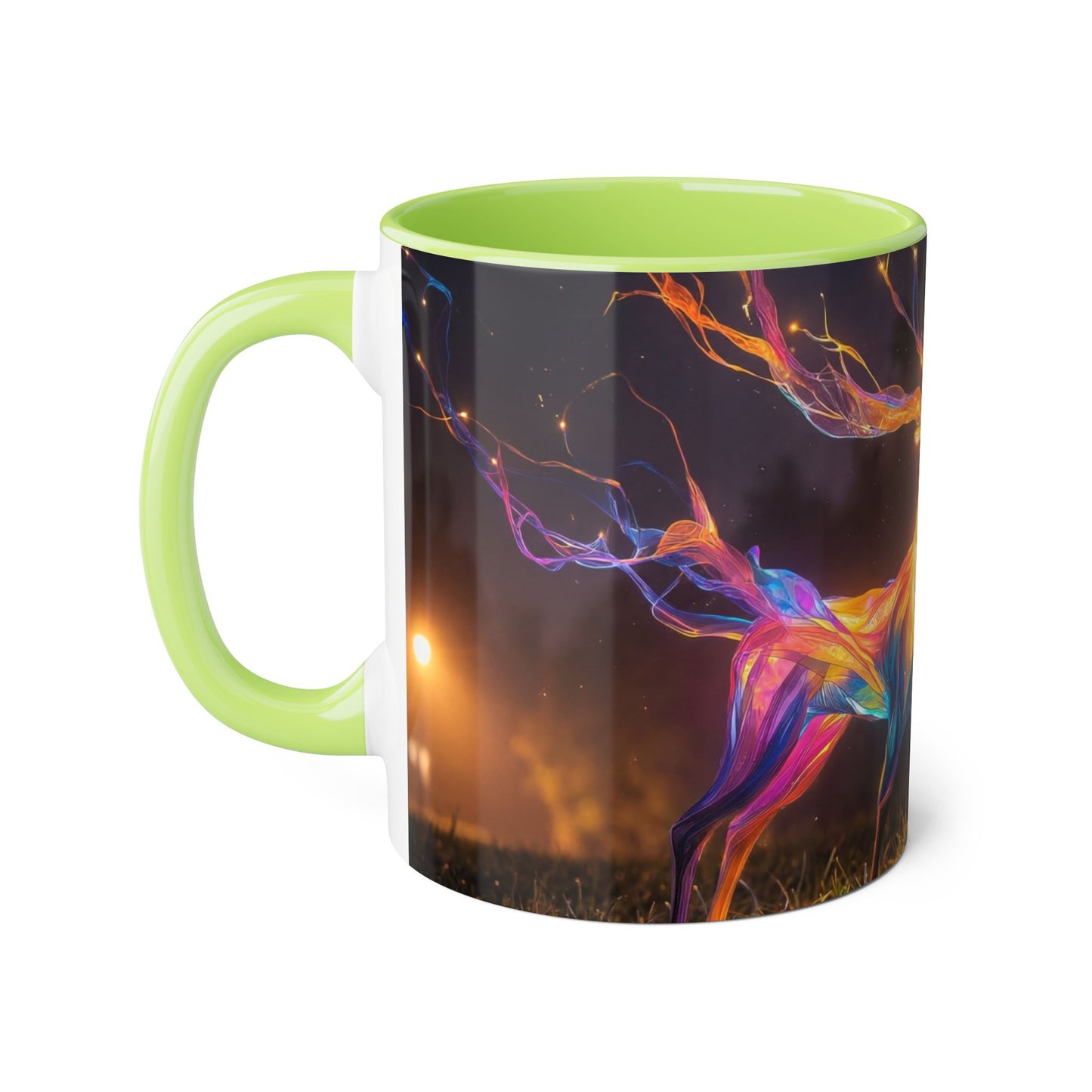 Prism Deer Accent Mugs, 11oz – Neon Spirit of the Night Meadow