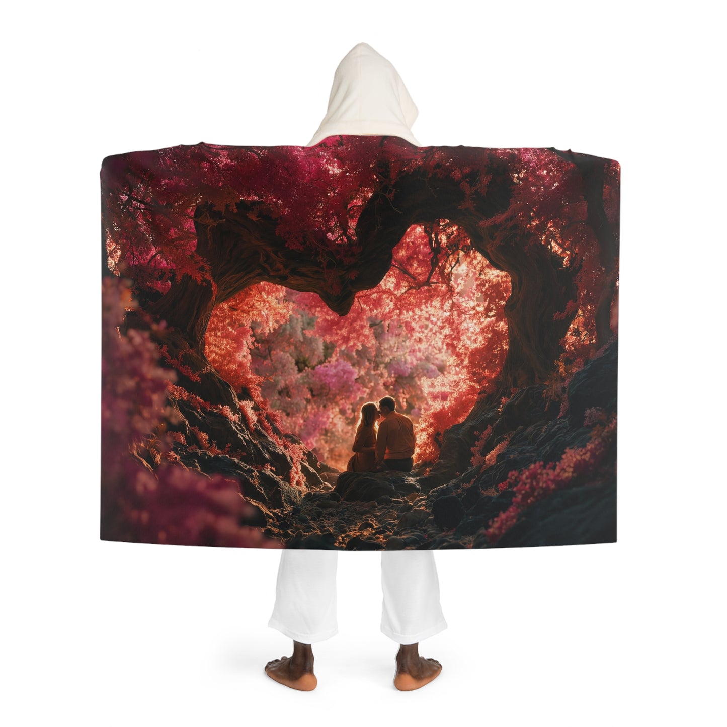 Crimson Heart Arch Sherpa Fleece Blanket – Rose Petal Canopy Embrace