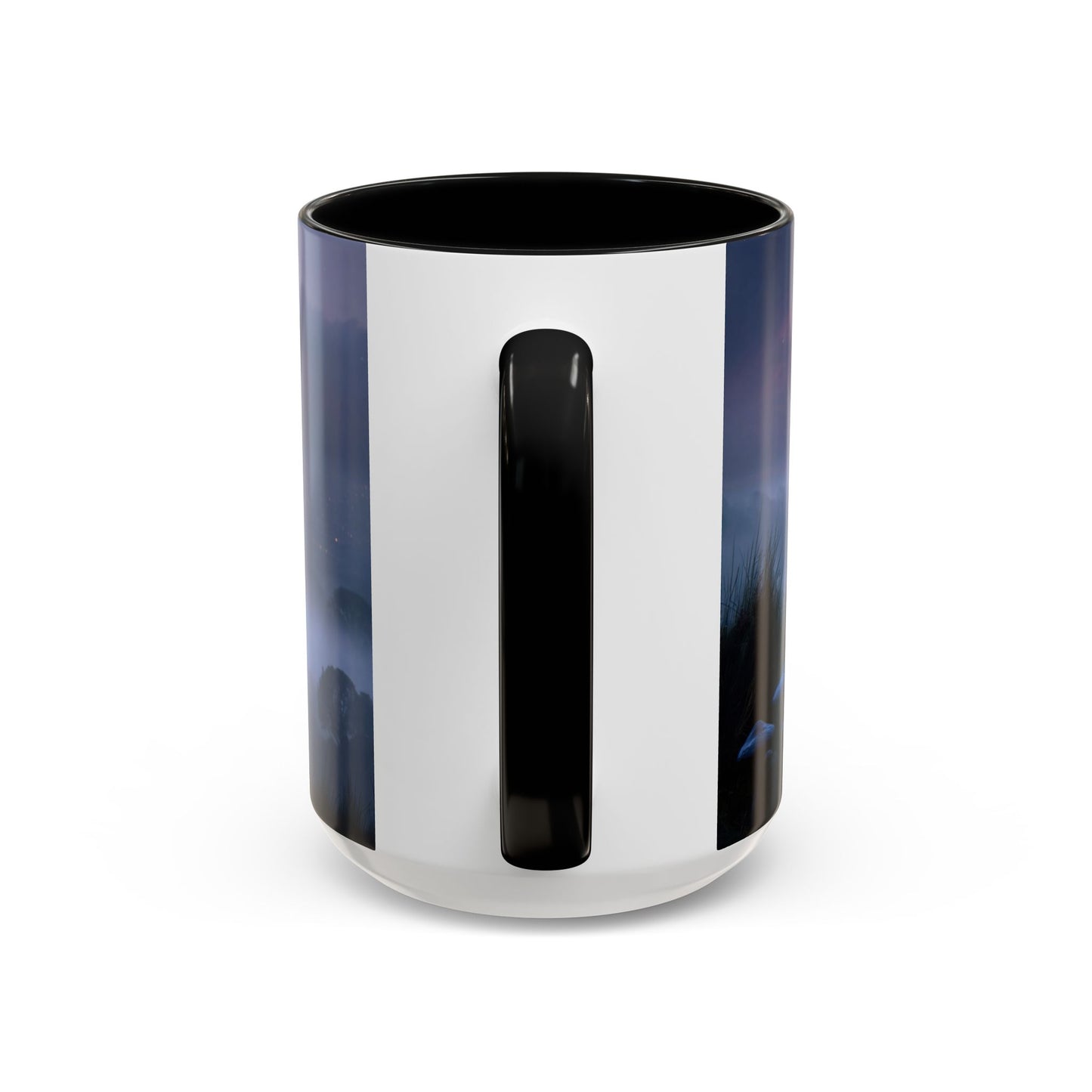 Moonlit Mycophile Accent Coffee Mug (11, 15oz) – Twilight Guardian of the Fungal Peaks