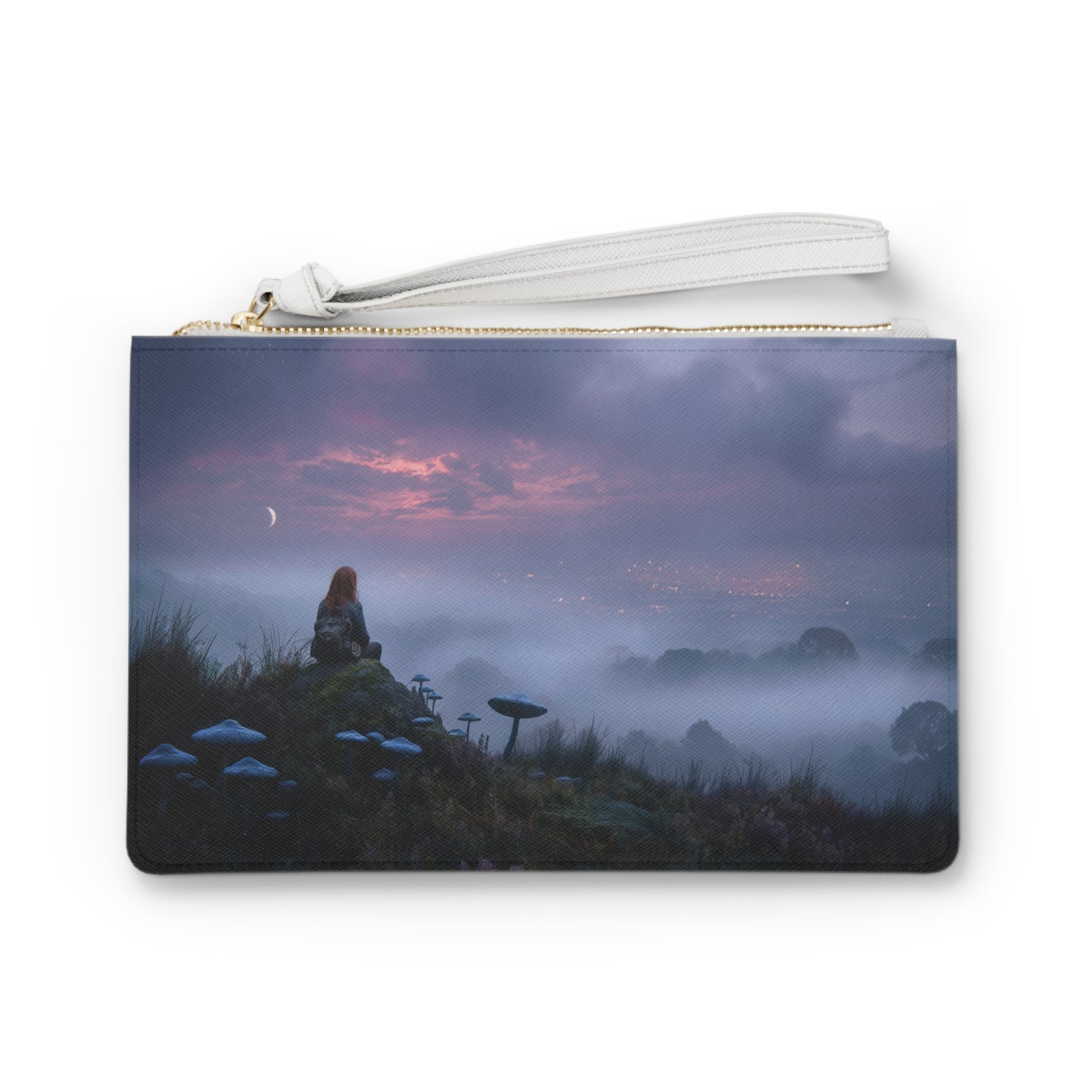 Twilight Mycophile Clutch Bag – Moonlit Fungi Vista
