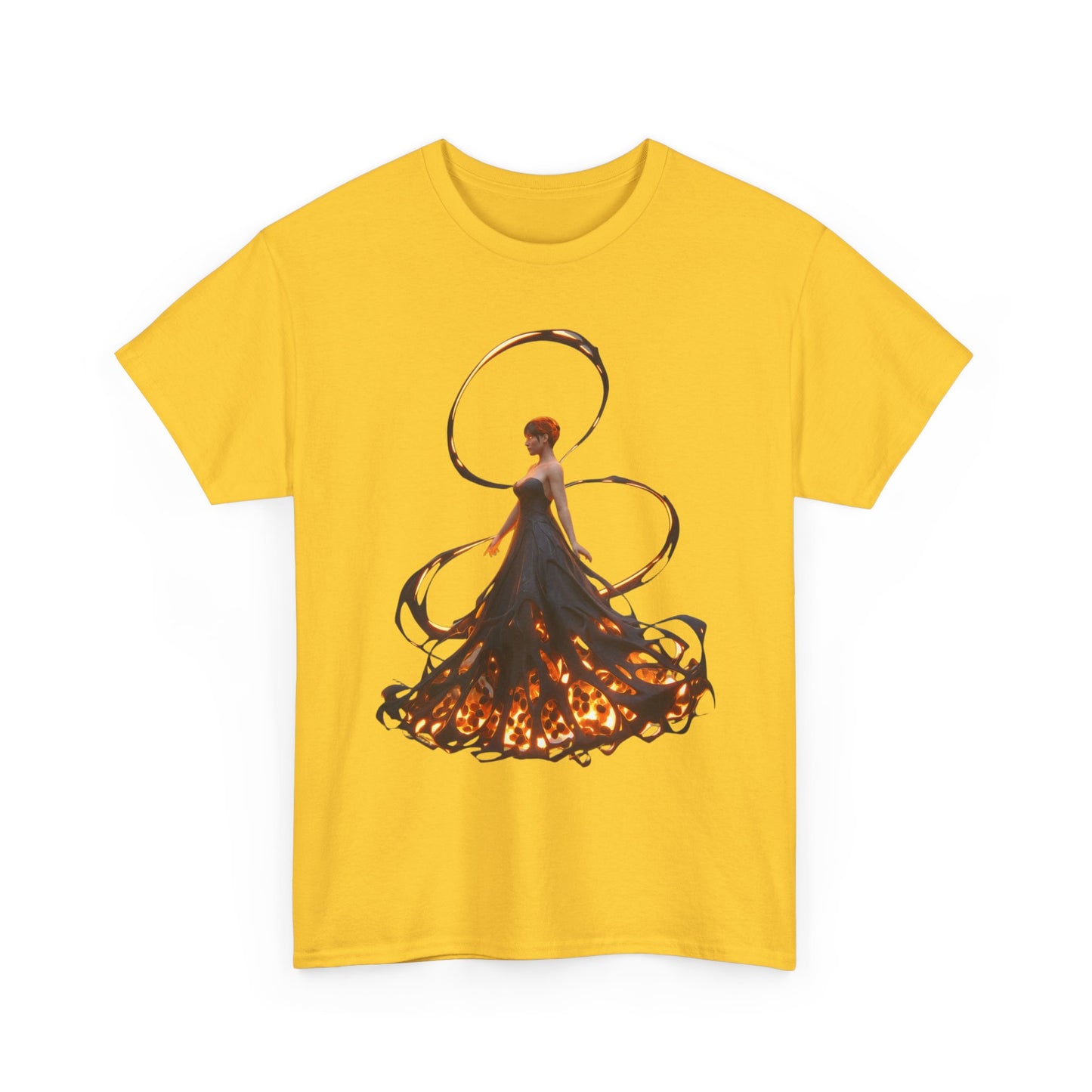 Ember-Winged Sentinel Tee – Molten Halo and Glowing Lattice Design