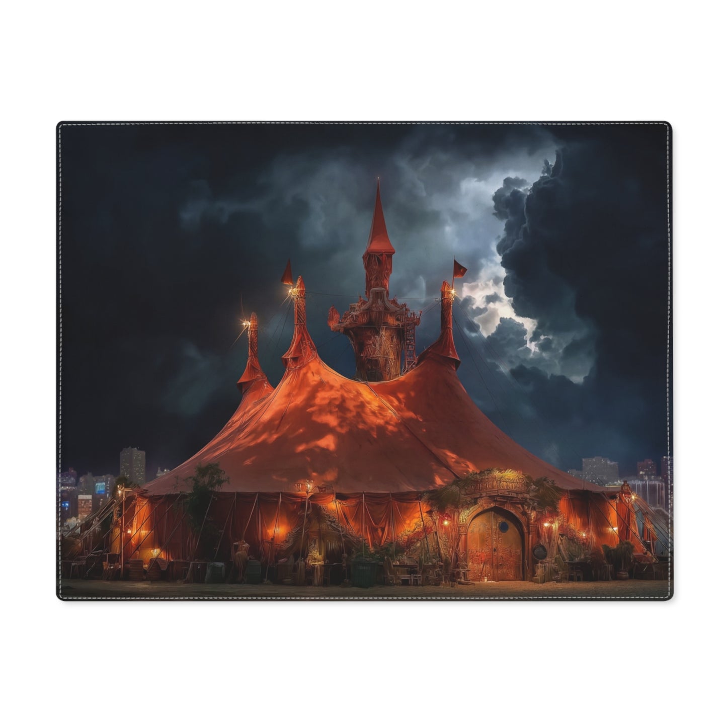 Crimson Circus Tent Placemat – Midnight Spectacle Under Storm Skies