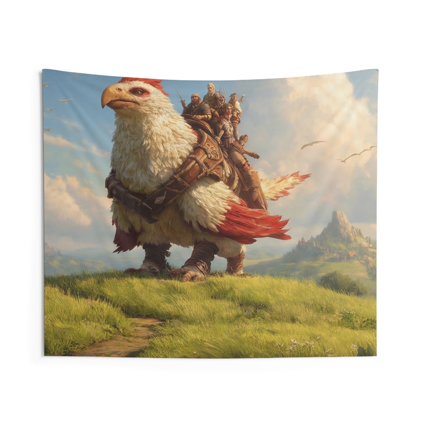 Skyborne Eagle Riders Indoor Wall Tapestries – Crested Majesty Over Sunlit Peaks