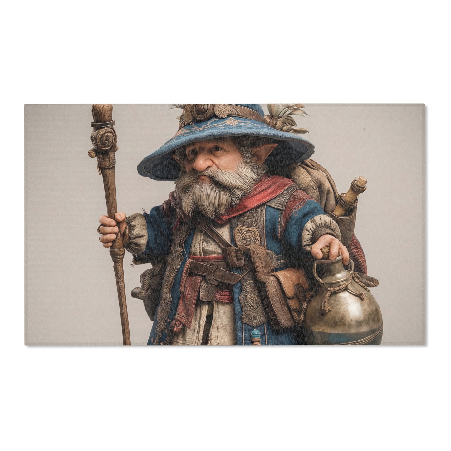 Wandering Wizard Rug – Blue Cloak and Feathered Hat Fantasy