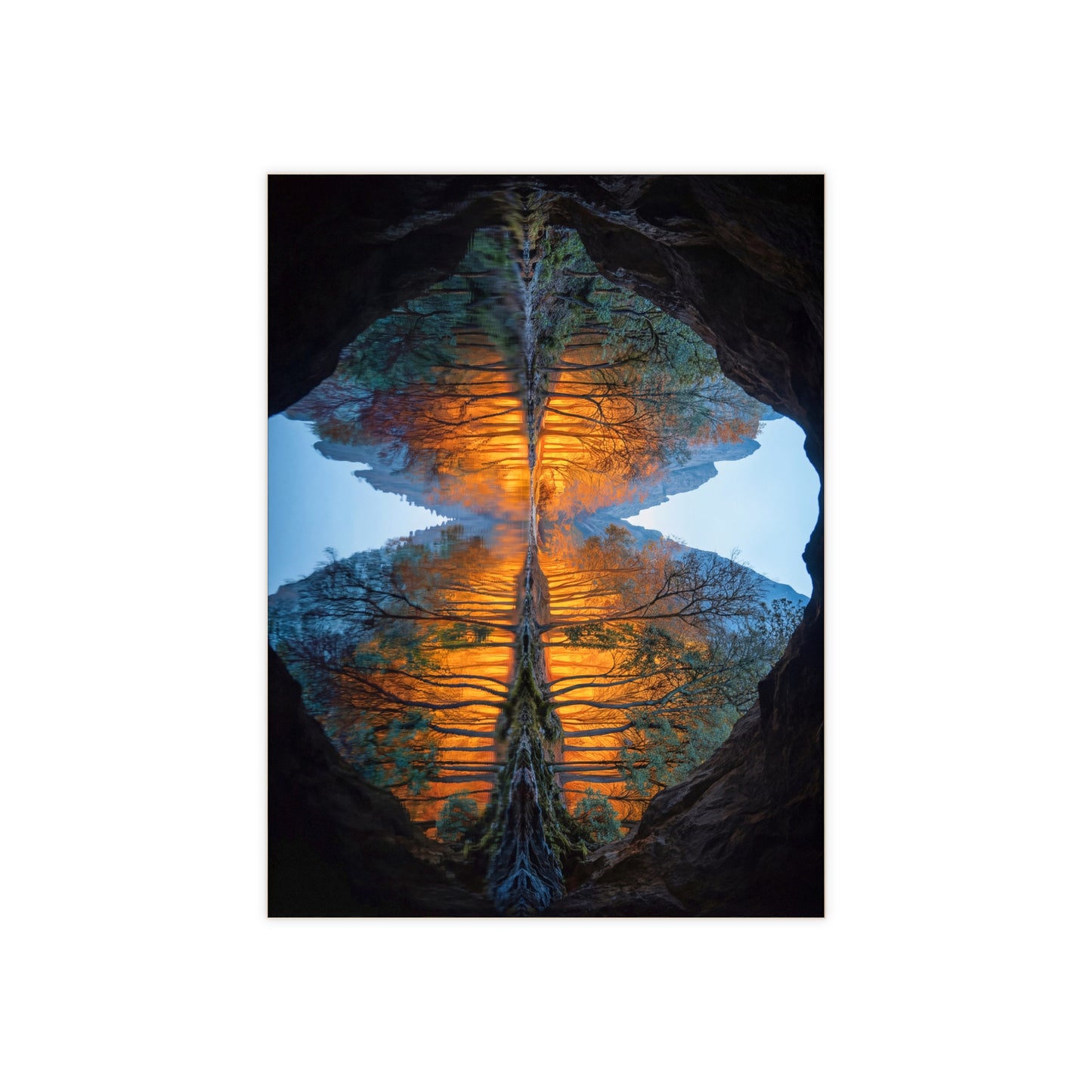 Cave Portal to Autumn Light Ceramic Photo Tile – Mirror Lake Revelation