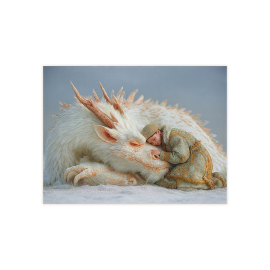 Child and Guardian Dragon Ceramic Photo Tile – Snowbound Sanctuary