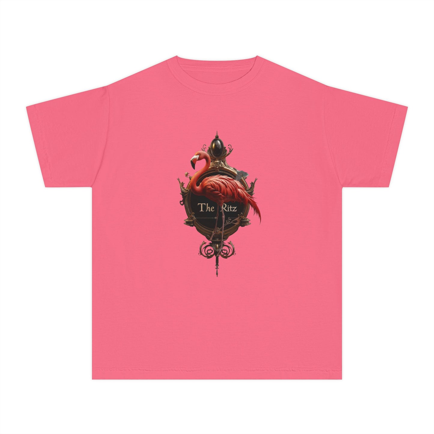 Crimson Flamingo Baroque Frame Youth Midweight Tee – The Ritz Velvet Signage